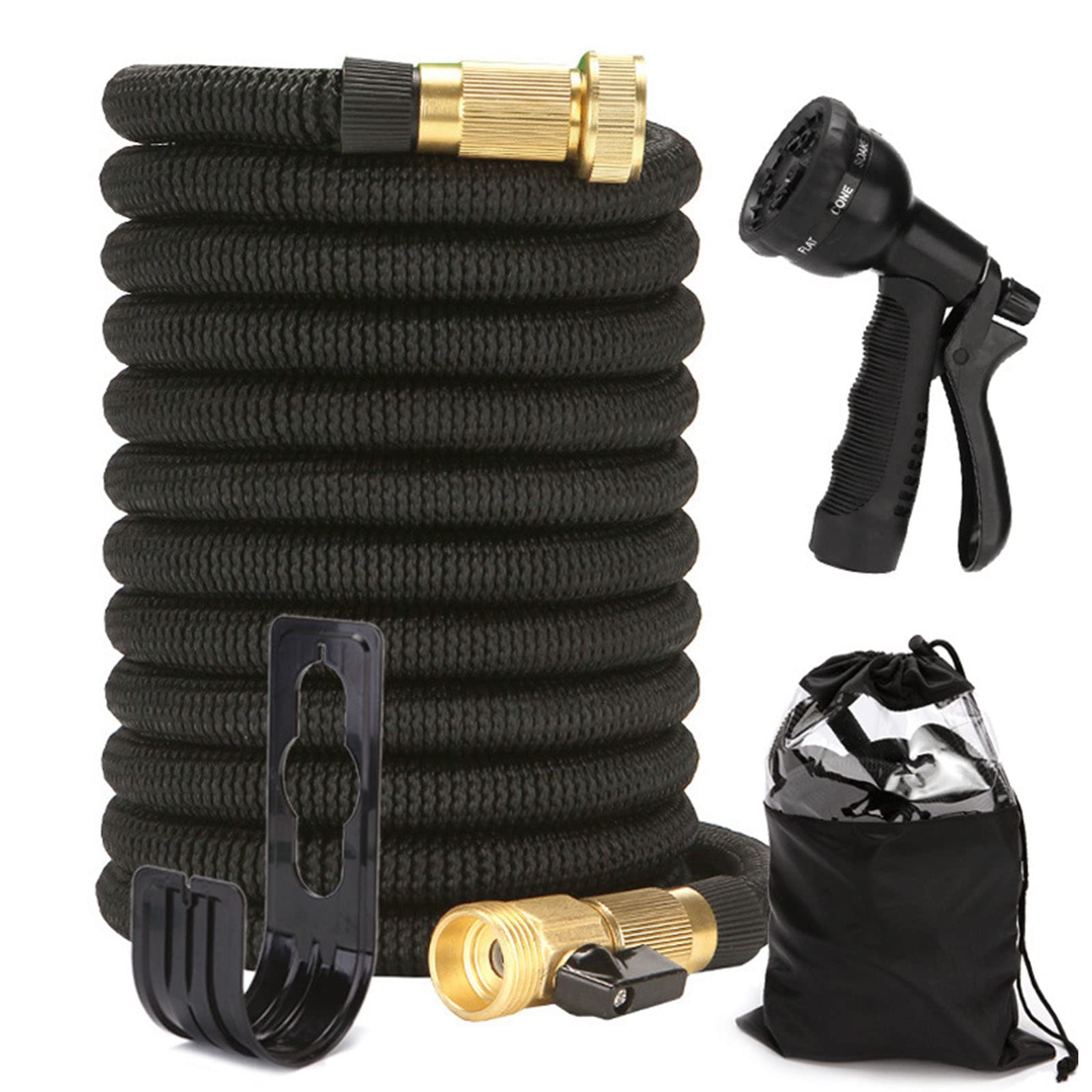 Expandable Garden Hose 100ft - Flexible Lightweight Water Hose with 8 Function Spray Nozzle, No-Kink Design & 3/4 Inch Solid Brass Fittings - Perfect for Outdoor Yard Watering, Car Washing, and Gardening
