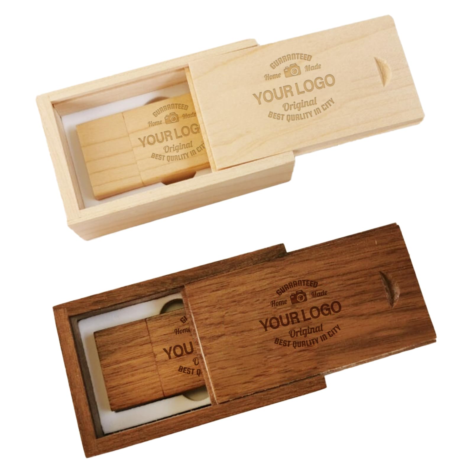 Custom Wooden USB Flash Drive 2GB - 25 Pack Bulk Memory Sticks with Gift Box | Personalized USB 2.0 Thumb Drives for Corporate Gifts, Wedding Favors & Business Promotions (Maple/Walnut) | Perfect for Trade Shows, Employee Rewards & Client Appreciation