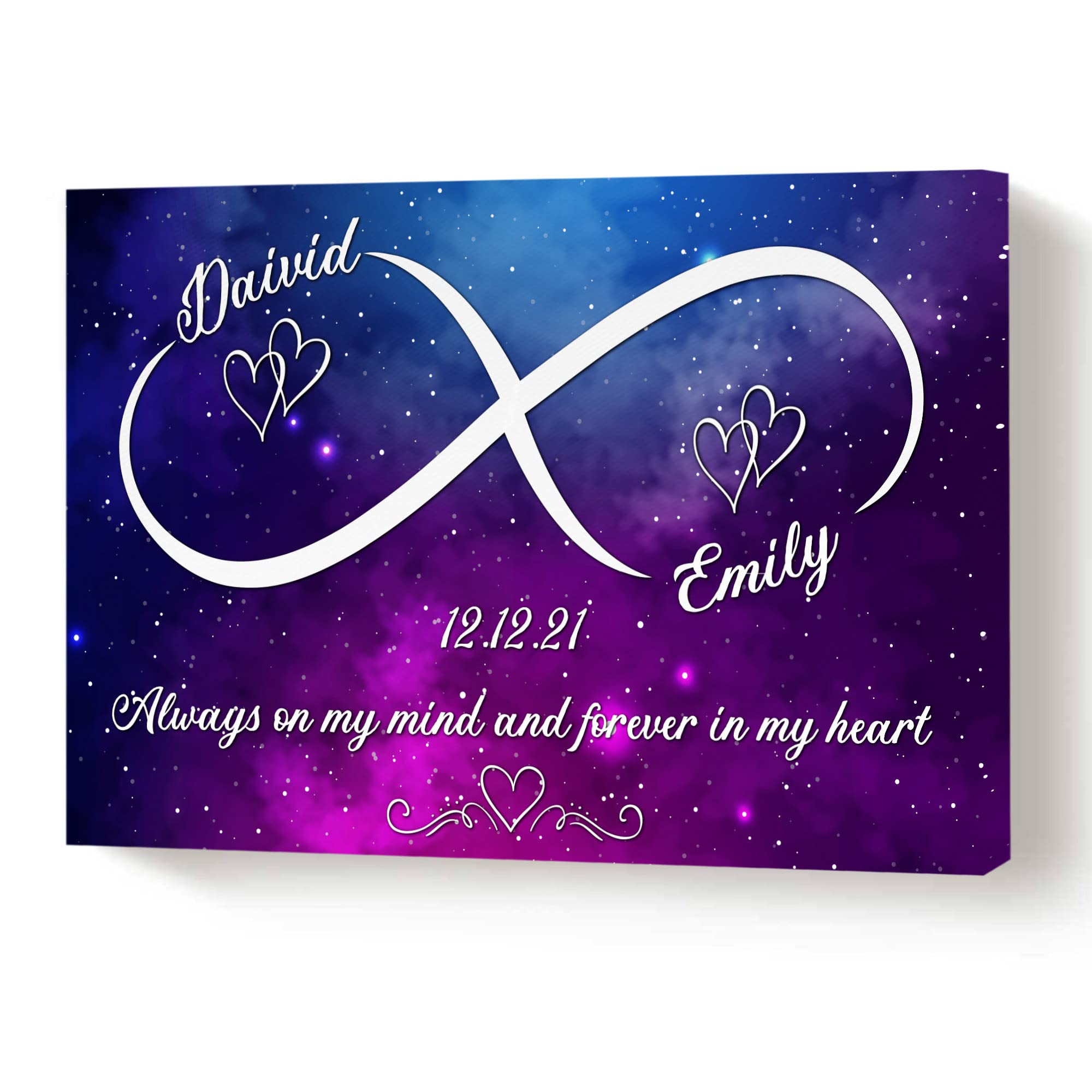 Custom Couple Canvas with Names - Personalized Infinity Love Wall Art for Husband & Wife - Perfect for Anniversary Gifts, Wedding Decor & Home Wall Decor