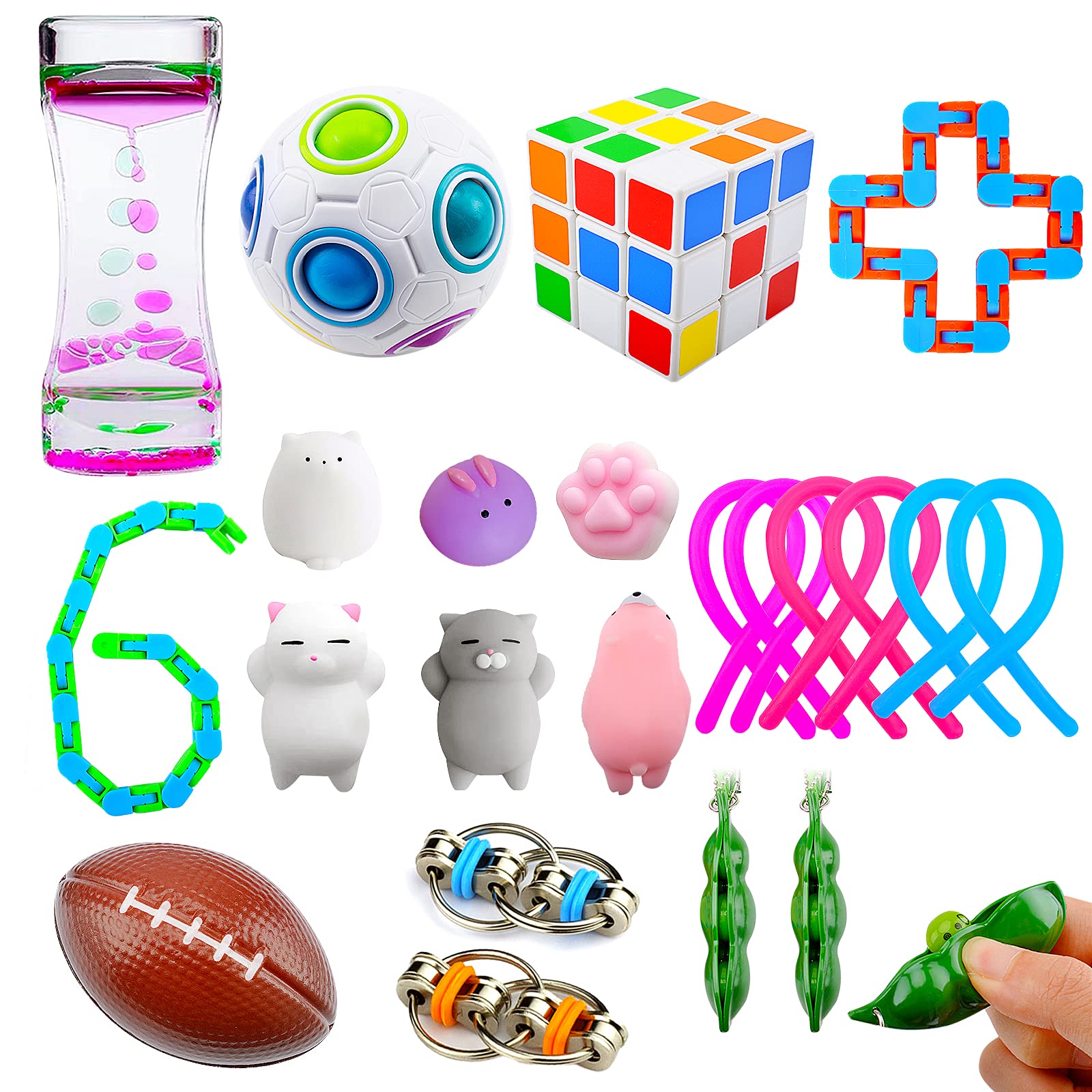 23 Pcs Sensory Fidget Toys Pack for Kids & Adults - Stress Relief & Anxiety Therapy Toys for ADHD, Autism - Fidget Spinner, Pop It, Squeeze Ball Set - Perfect for Classroom, Office & Travel Use