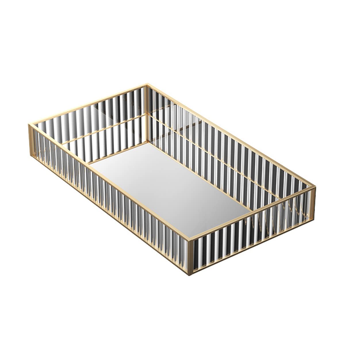 K COOL Gold Metal Decorative Vanity Tray with Mirror - Elegant Jewelry & Perfume Organizer for Dresser, Bathroom & Makeup Station - Perfect Cosmetic Storage Tray for Home Decor & Luxury Display