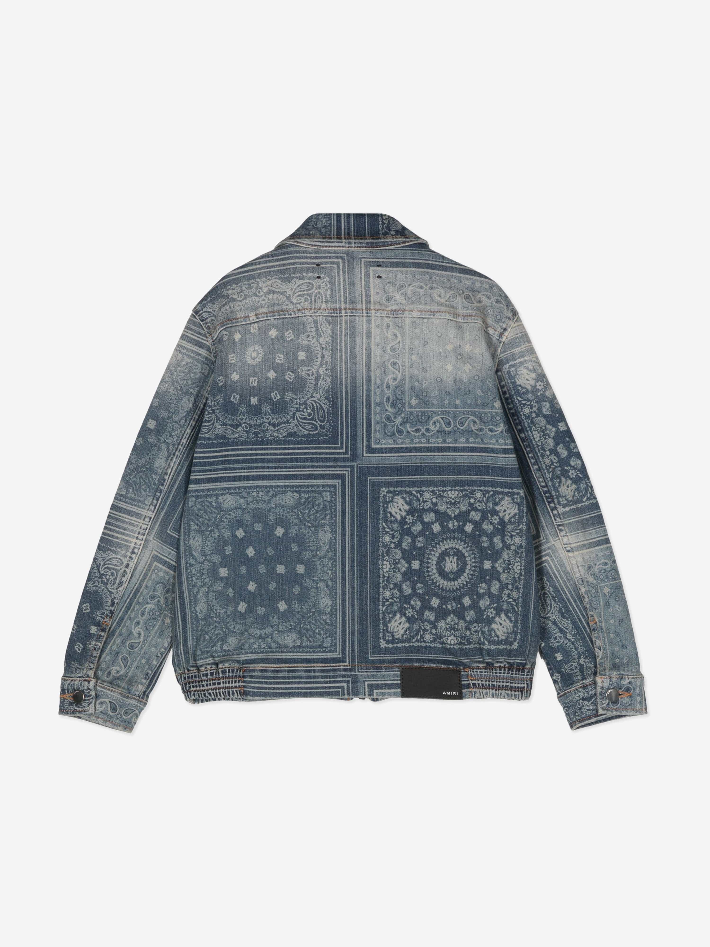 Amiri Kids MA Bandana Zip Jacket - Blue Denim Jacket for Boys & Girls | Stylish Streetwear Outerwear for School, Playdates & Casual Outings