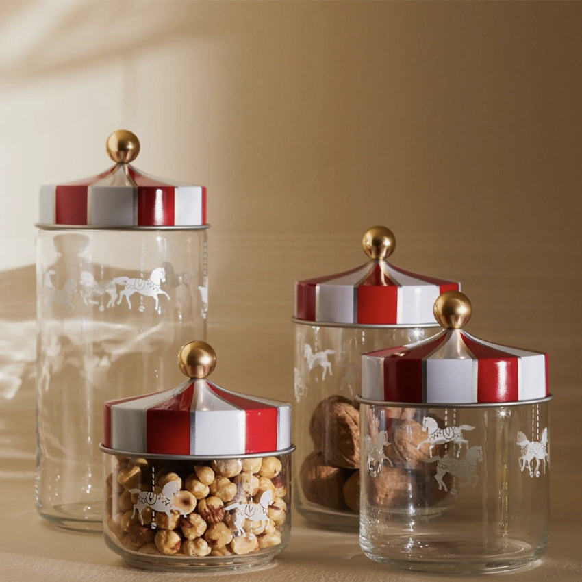 Alessi Circus Jar - Elegant Glass Storage Jar with Lid for Kitchen, Pantry & Bathroom Organization | Perfect for Spices, Cookies & Decor