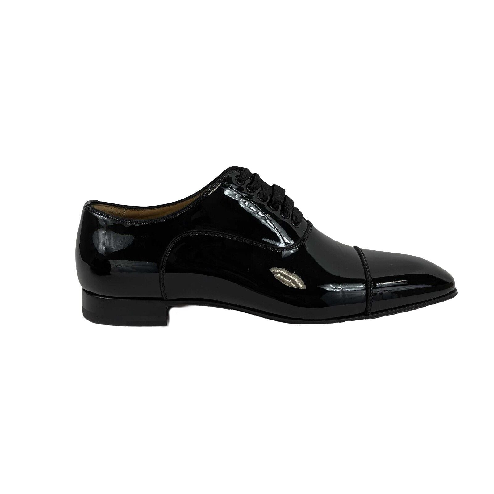 Christian Louboutin Greggo Flat Patent Tuxedo Shoe for Men - Size 42 US 9 - Black Formal Dress Shoes - Brand New with Original Box - Perfect for Weddings, Galas & Black Tie Events