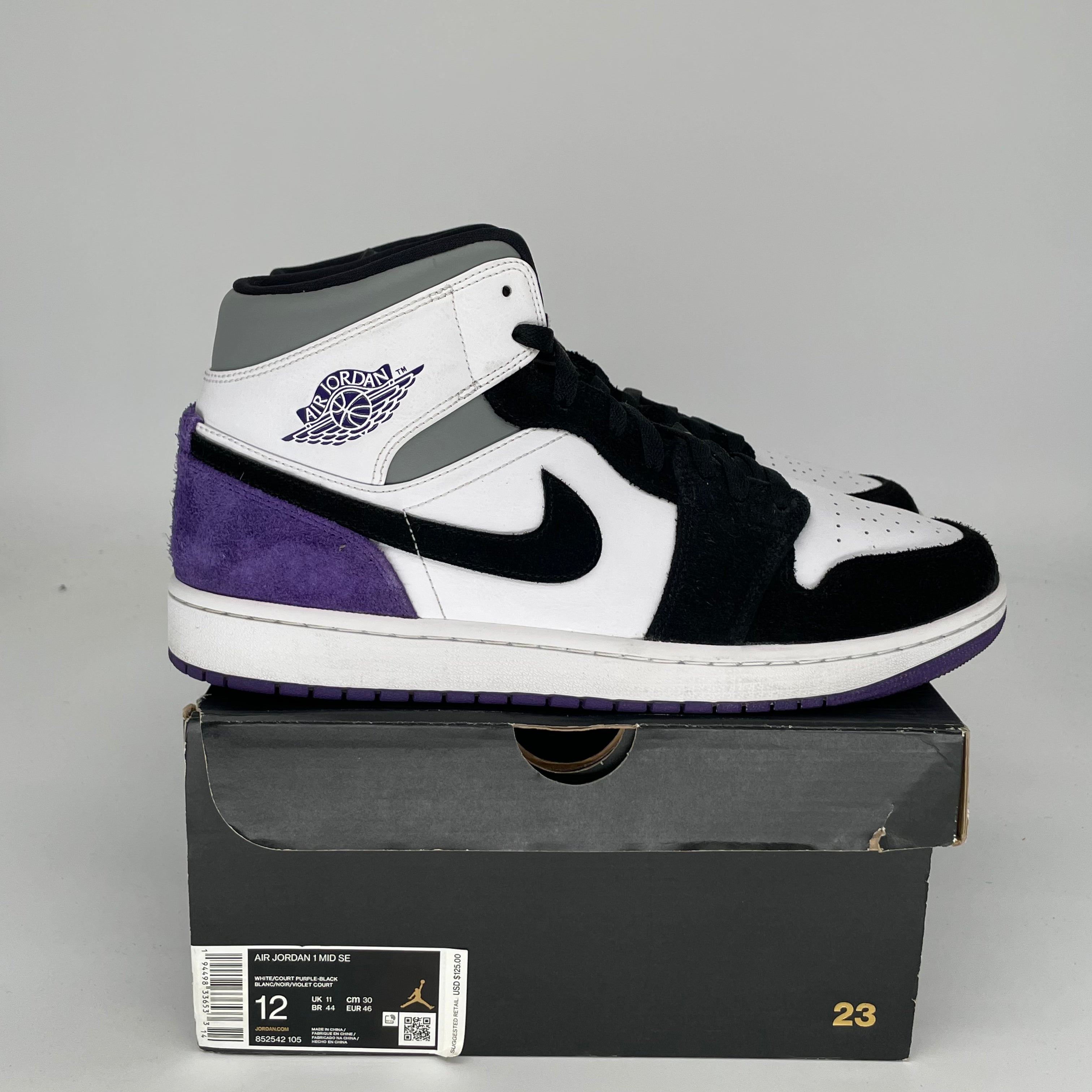AIR JORDAN 1 MID Purple Basketball Shoes Men's Size 12 (852542-105) - Perfect for Streetwear & Casual Outfits