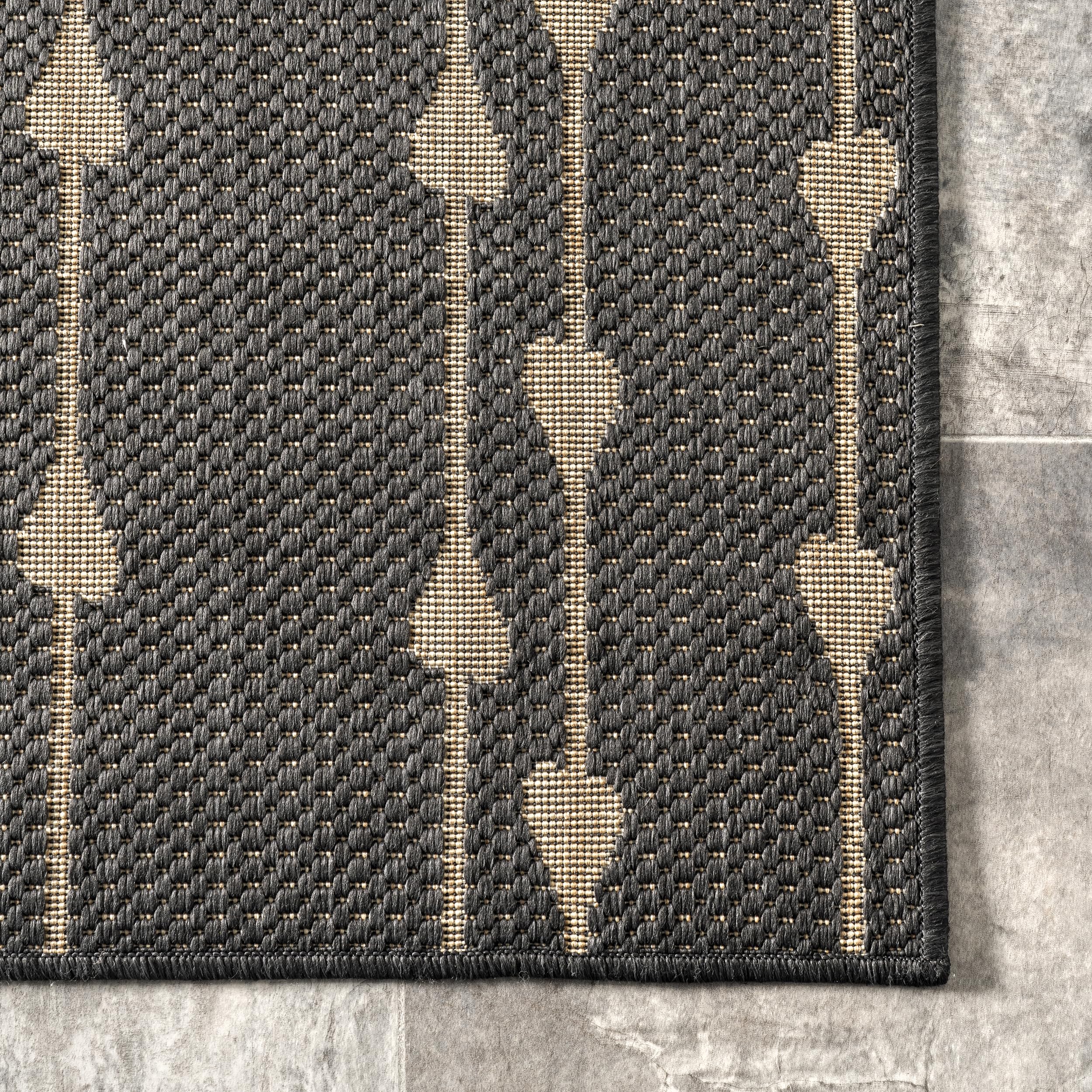 nuLOOM 4' x 6' Outdoor Performance Rug - Stain & Weather Resistant, Heavy Traffic Durable - Perfect for Patio, Balcony, Deck & Backyard - Kiernan Charcoal Grey - Ideal for Outdoor Entertaining & Relaxation