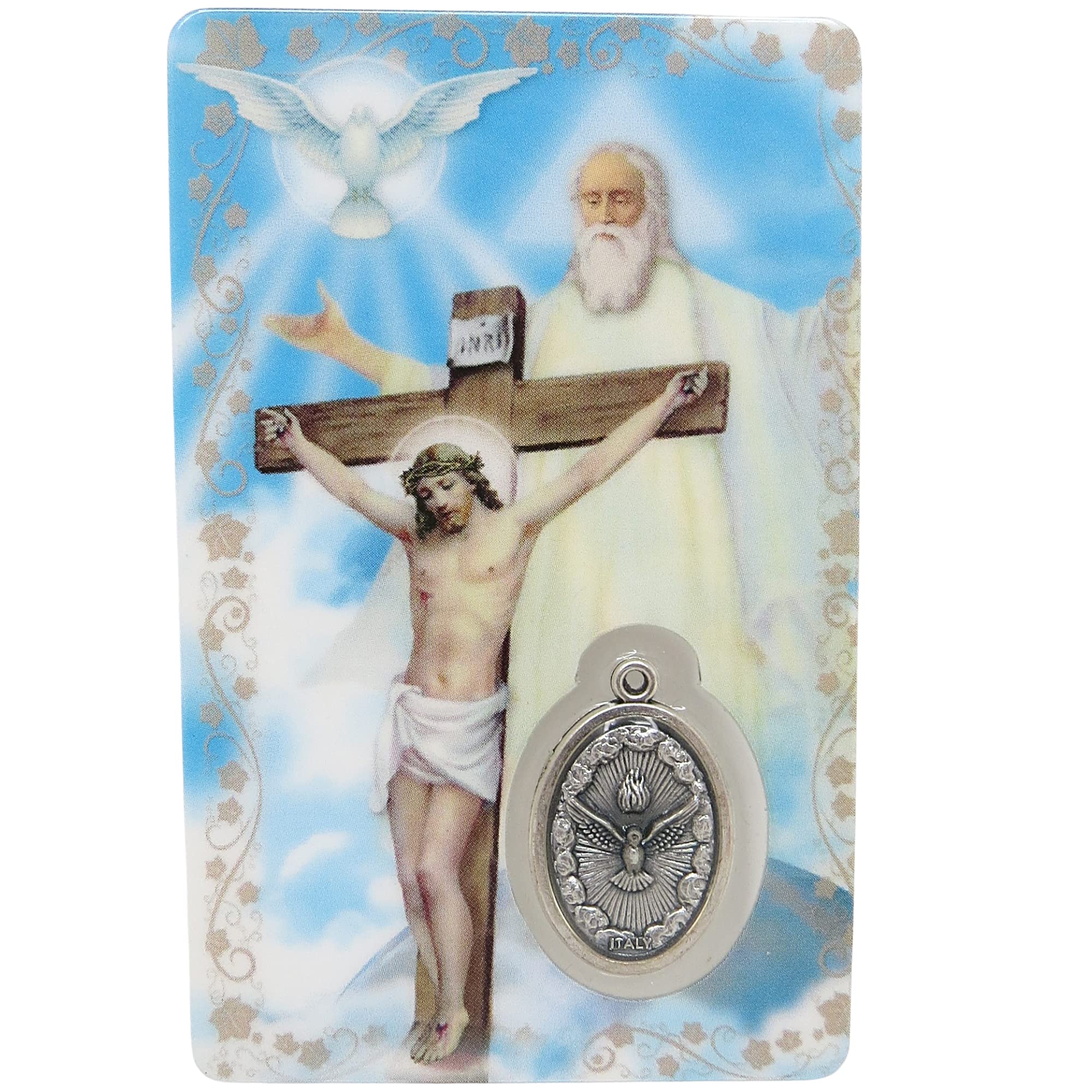 Holy Trinity Prayer Card Set - Father, Son & Holy Spirit Medal with Prayers - Catholic Bookmark & Bible Page Holder - 3.38 Inch Religious Gift (Pack of 3) - Perfect for Daily Devotion, Bible Study & Church Worship