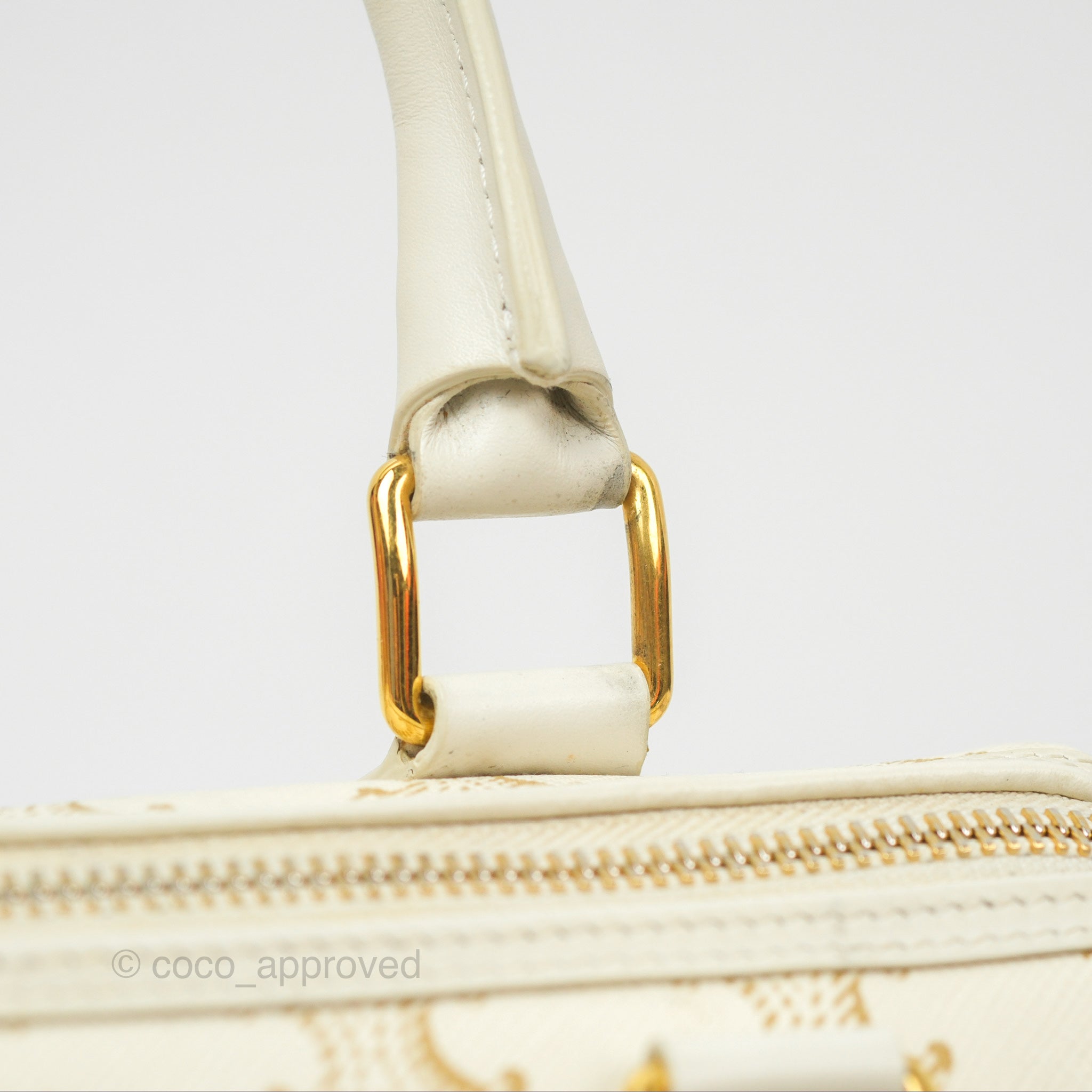 Celine Small Triomphe Canvas Boston Bag in White Calfskin Leather - Luxury Crossbody Handbag for Women, Perfect for Work, Travel & Everyday Use
