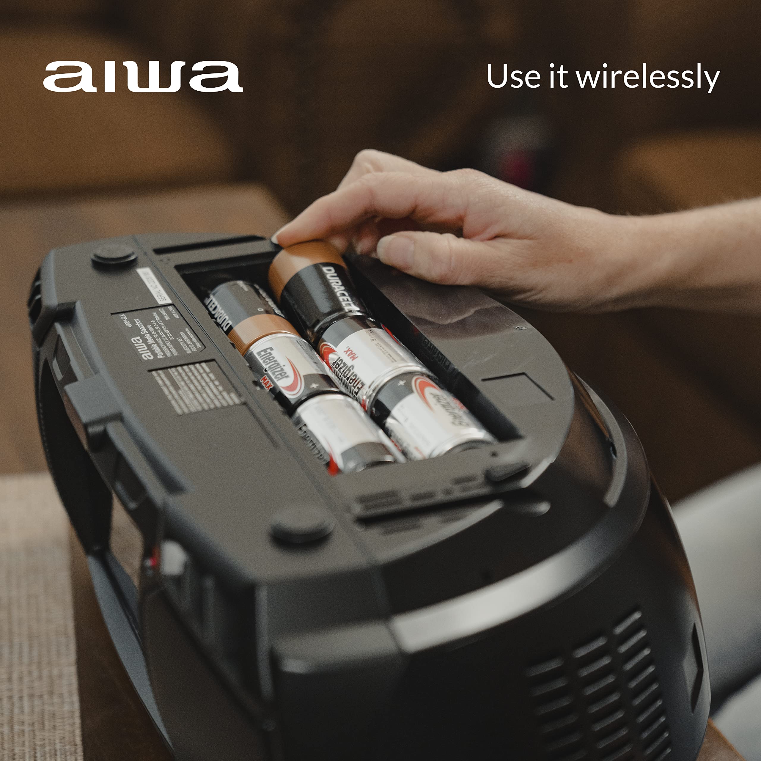 AIWA Portable Bluetooth Boombox with 3W x 2 Speakers & Bass Boost - 7