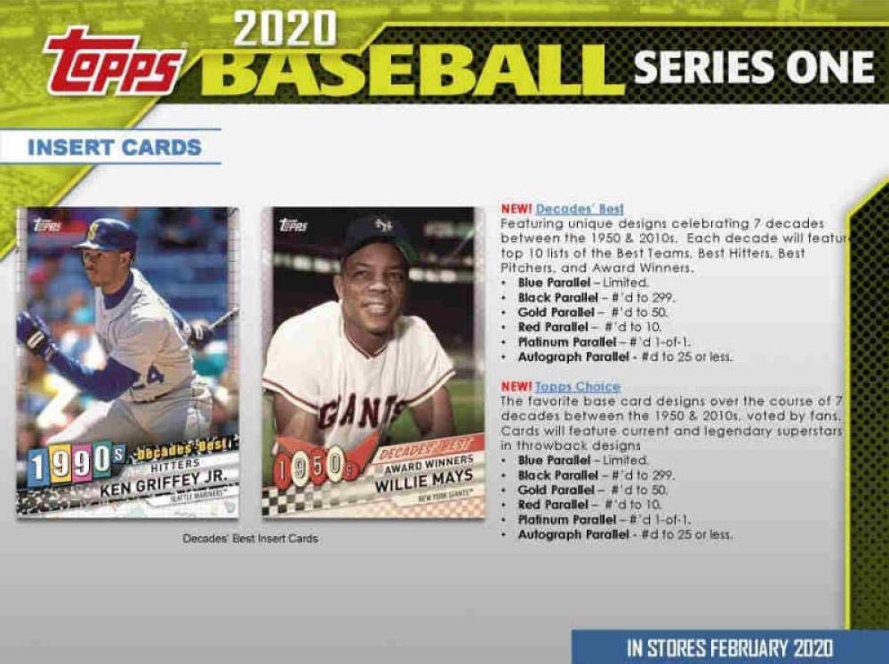 2020 Topps Series 1 Baseball Hobby Box - 24 Packs (14 Cards Each) + 1 Silver Pack & Guaranteed Auto/Relic Card - Perfect for Collectors, Fantasy Sports & Baseball Memorabilia Enthusiasts
