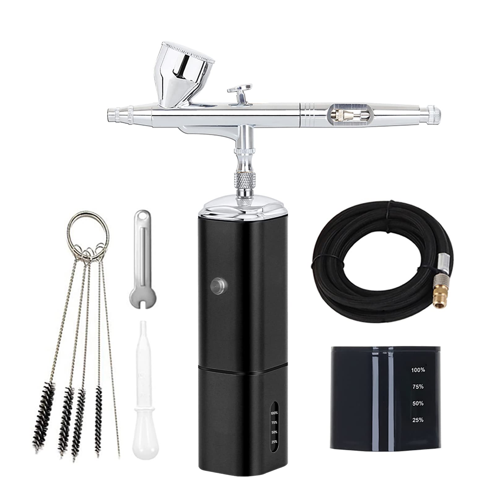 Casubaris Cordless Portable Airbrush Kit with Compressor - Rechargeable Dual Action Airbrush Pen for Barbers, Model Painting, Nail Art & Makeup | Perfect for DIY Crafts, Tattoo Practice & Home Beauty Use