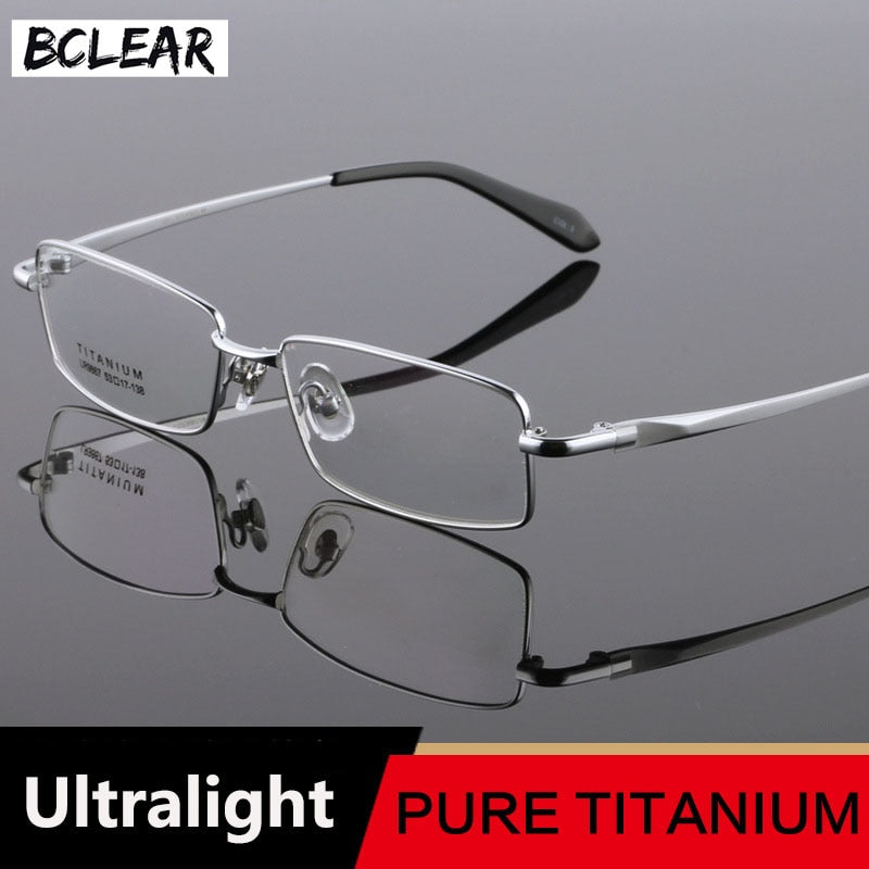 Bclear Men's Eyeglasses Pure Titanium Frame Lightweight Comfortable Reading Glasses LR9867 - Perfect for Office Work, Reading & Everyday Wear