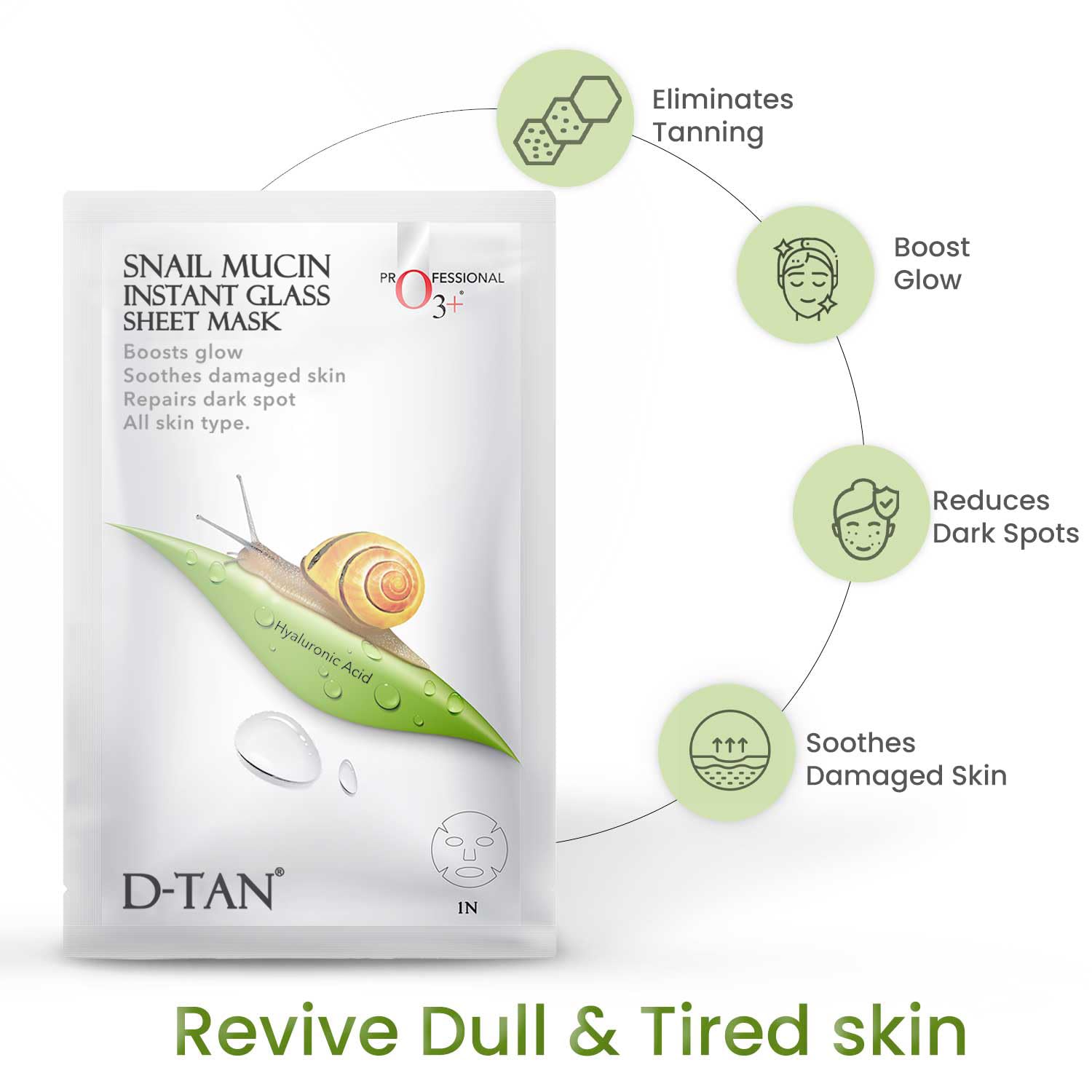 O3+ Snail Mucin Instant Glass Sheet Mask 30ml - Hydrating & Brightening Facial Mask for Glowing Skin | Perfect for Daily Skincare & Spa Night