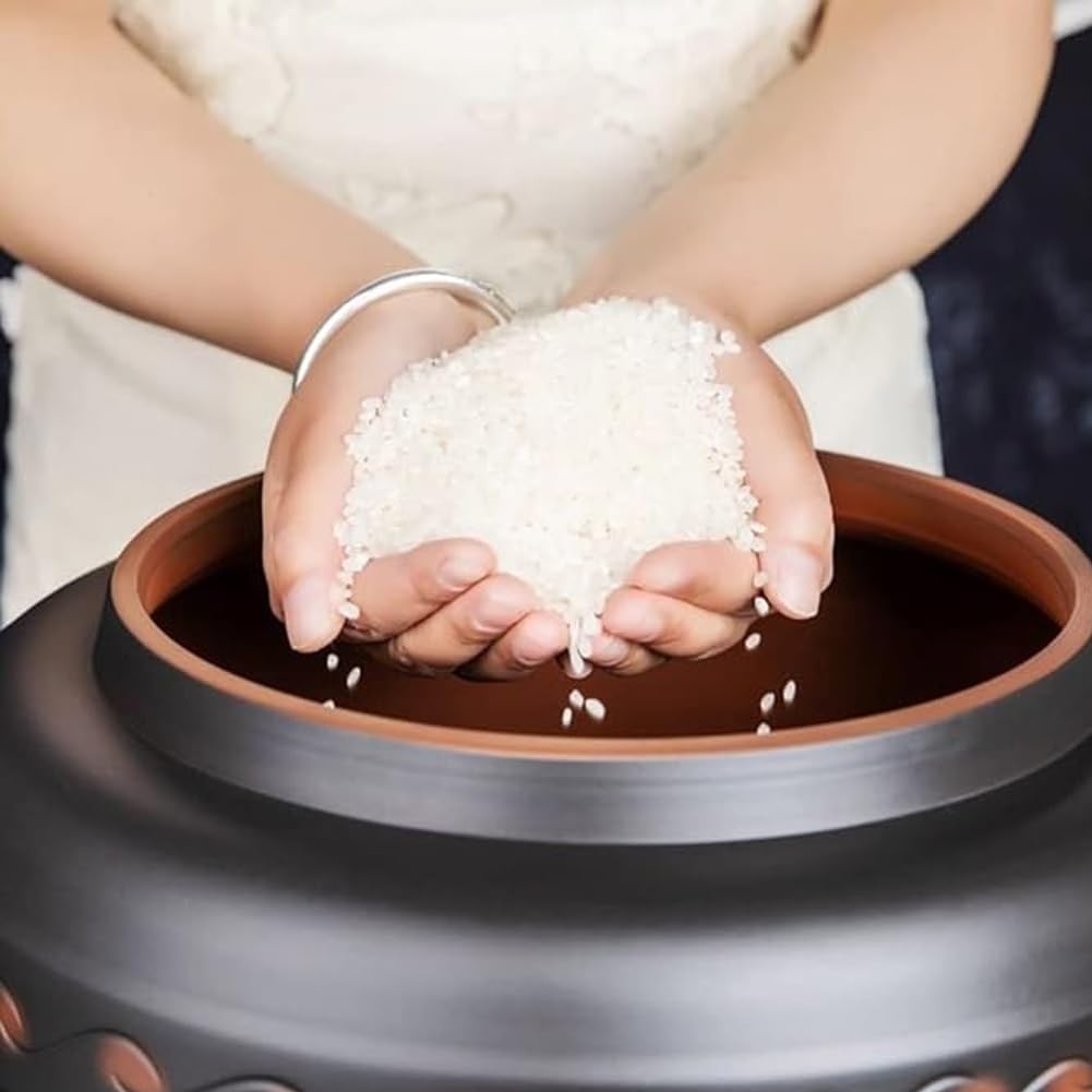 Premium Ceramic Rice Storage Container with Lid - 15KG Large Capacity, Airtight Rice Dispenser for Kitchen, Pantry & Bulk Food Storage | Traditional Chinese Design, Perfect for Rice, Grains & Dry Goods