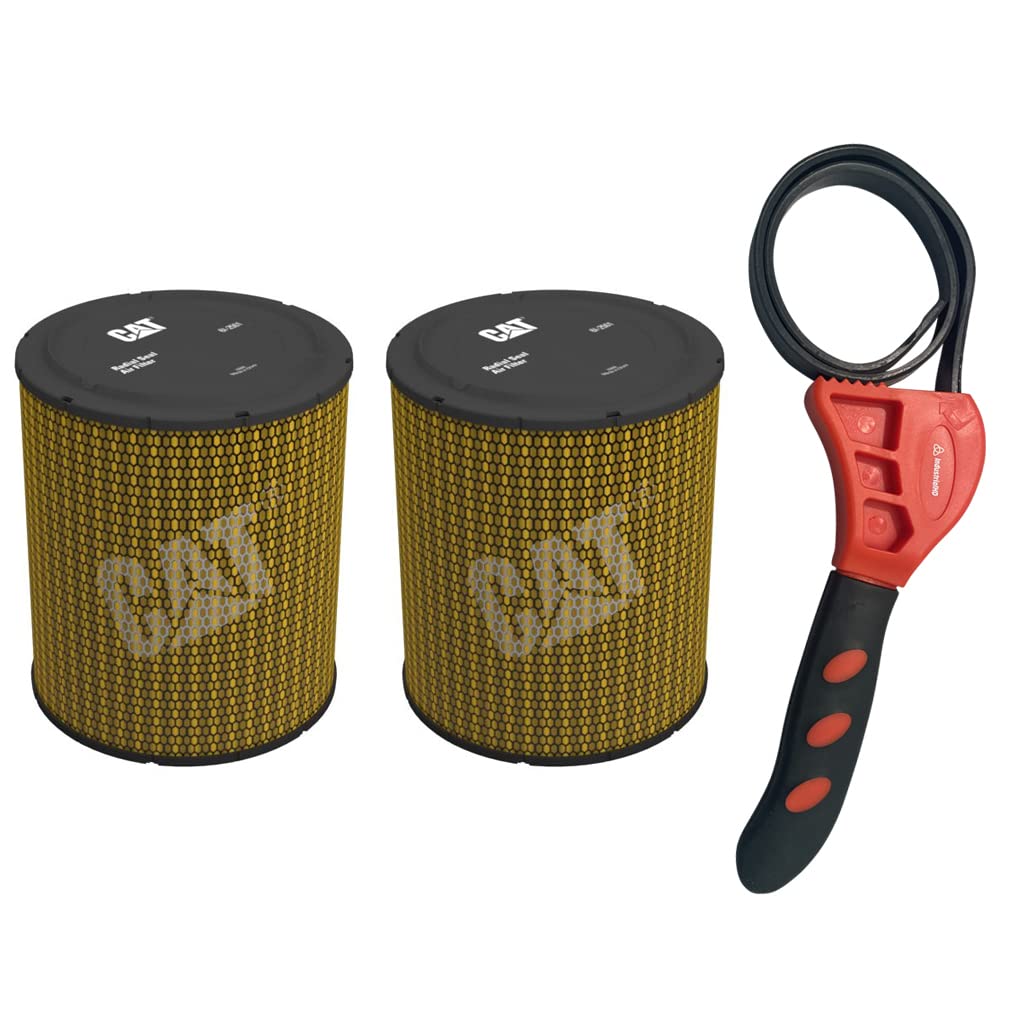 Caterpillar 6I-2501 Engine Air Filter with IHD Strap Wrench Bundle (2 Pack) - Heavy Duty Replacement for CAT Equipment, Trucks & Construction Machinery