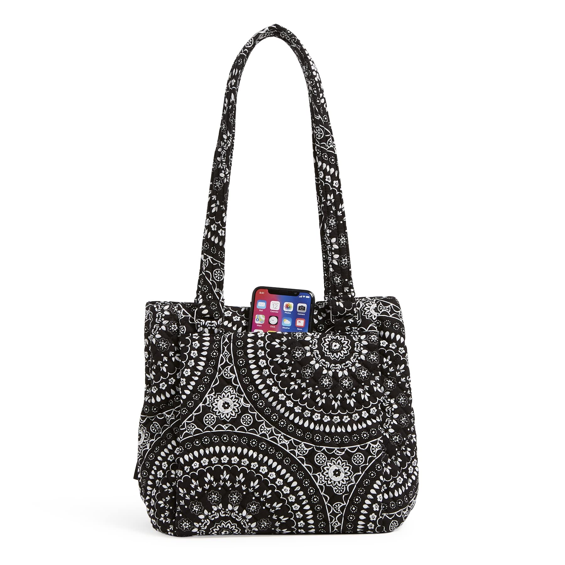 Vera Bradley Women's Cotton Multi-Compartment Shoulder Bag - Stylish Satchel Purse with Multiple Pockets for Work, Travel & Everyday Use