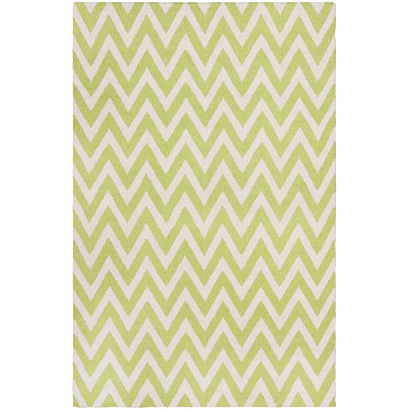 Safavieh Dhurries Green Ivory Area Rug 9x12 Feet - Soft Handmade Vintage Style Rug for Living Room, Bedroom & Dining Room Decor