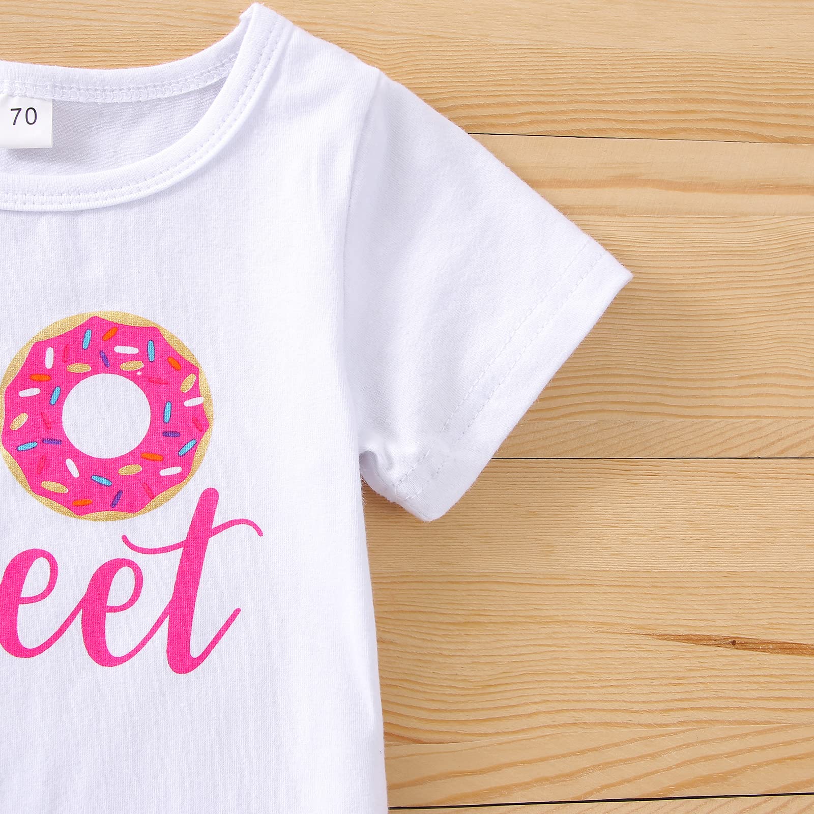 Adorable Newborn Baby Girls Pink Striped Tutu Dress & Headband 2Pcs Set - First Birthday Outfit, Casual Donut Print Skirt & Matching Headband | Perfect for Photoshoots, Birthday Parties & Special Occasions