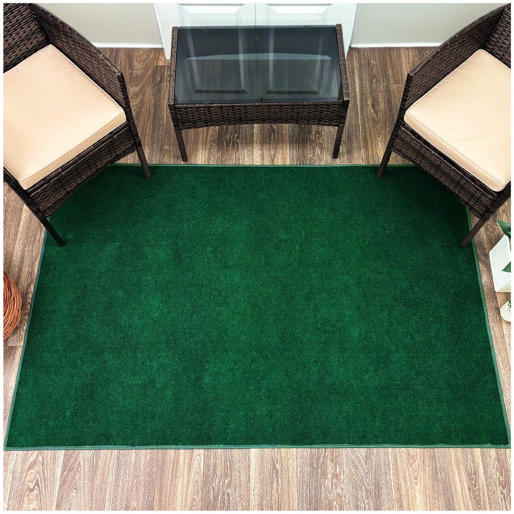KOECKRITZ Outdoor Thin Rug 8x10 Green - Lightweight Quick-Dry Ultra-Thin Indoor Outdoor Carpet for Patio, Deck, Pool, Dock, Boat, Balcony, Events - Perfect for Beach Picnics, Poolside Lounging & Summer Entertaining