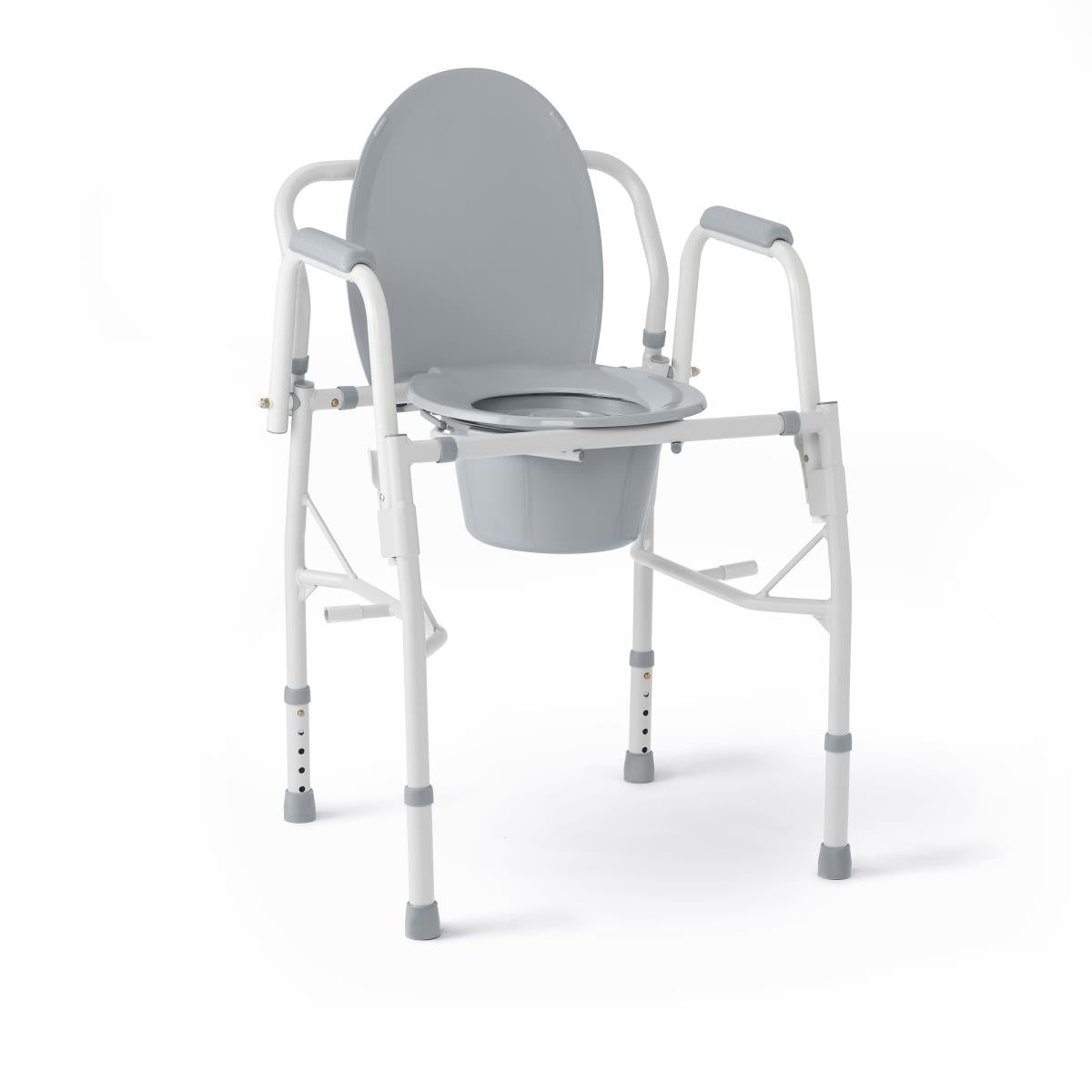 Drop Arm Commode Chair - Adjustable Height Toilet Seat with Arms for Elderly & Disabled - Home & Hospital Use for Safe Bathroom Mobility