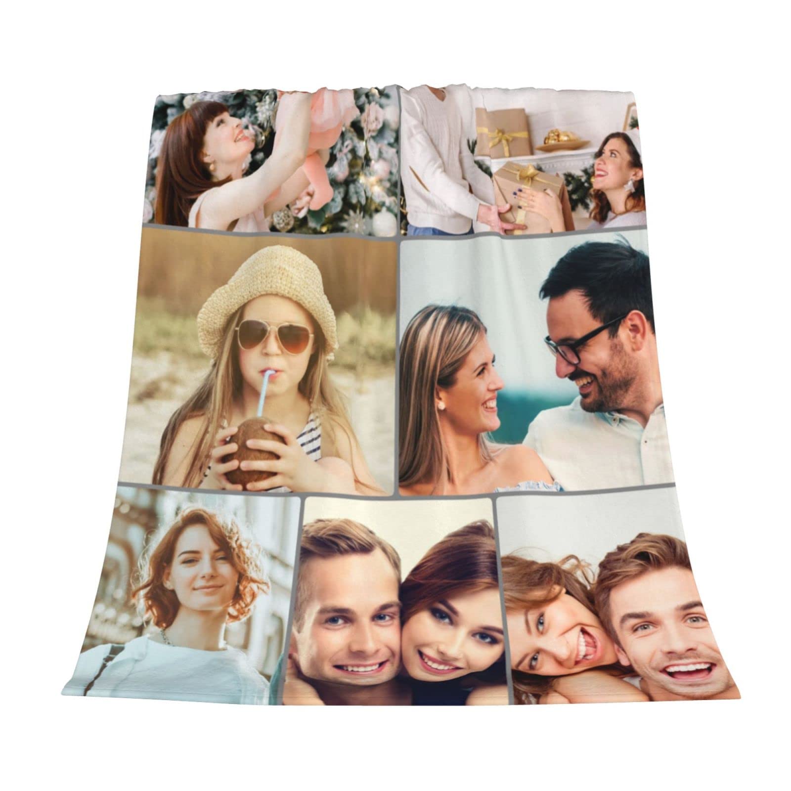 Custom Photo Blanket - Personalized Picture Collage Fleece Throw with Your Text for Adults, Kids & Family | Pet Blankets for Dogs & Cats | Perfect Birthday, Christmas, Halloween Gift (50