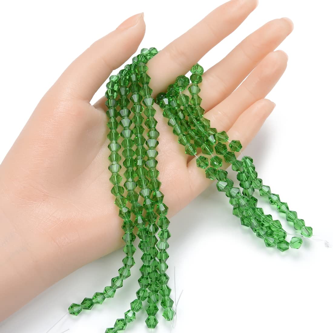 20 Strands Czech 6mm (0.24 Inch) Faceted Bicone Crystal Glass Loose Beads - Peridot Green Bulk Spacer Beads (860-920pcs) for DIY Jewelry Making, Bracelets, Necklaces & Craft Projects | High-Quality Czech Glass Beads for Jewelry Designers & Crafters