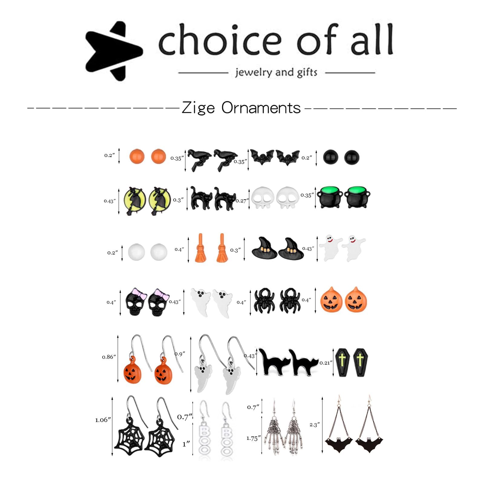 Halloween Earrings for Women - Bat, Cat, Witch, Spider Web, Skull & Pumpkin Dangle Earrings Set | Spooky Jewelry for Halloween Costume & Party Outfit Accessories