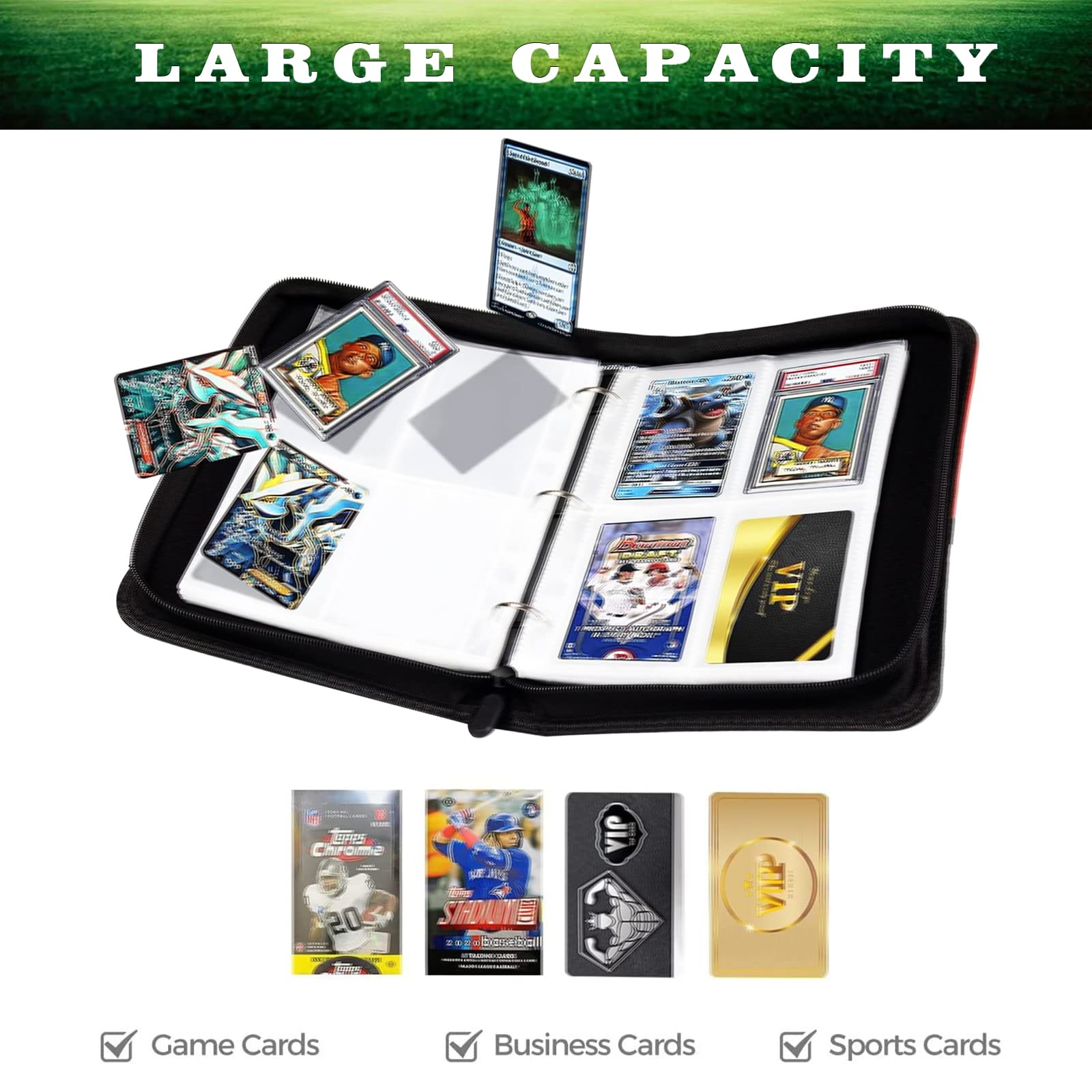 400 Pocket Football Trading Card Binder - 4-Pocket Collector Album with 50 Removable Sleeves | Sports Card Storage Organizer for Football, Baseball, Basketball & TCG Cards | Perfect for Collectors, Tournaments & Display