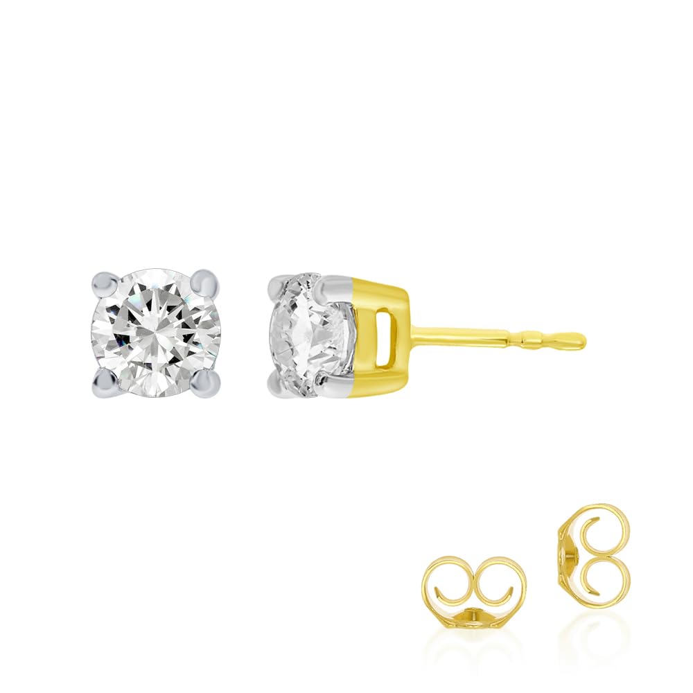 Lab Grown Diamond Stud Earrings for Men & Women - 14K Real Gold Earrings (1/6-3 CTW) | Certified GH VS/SI Diamonds | Perfect for Weddings, Anniversaries & Special Occasions
