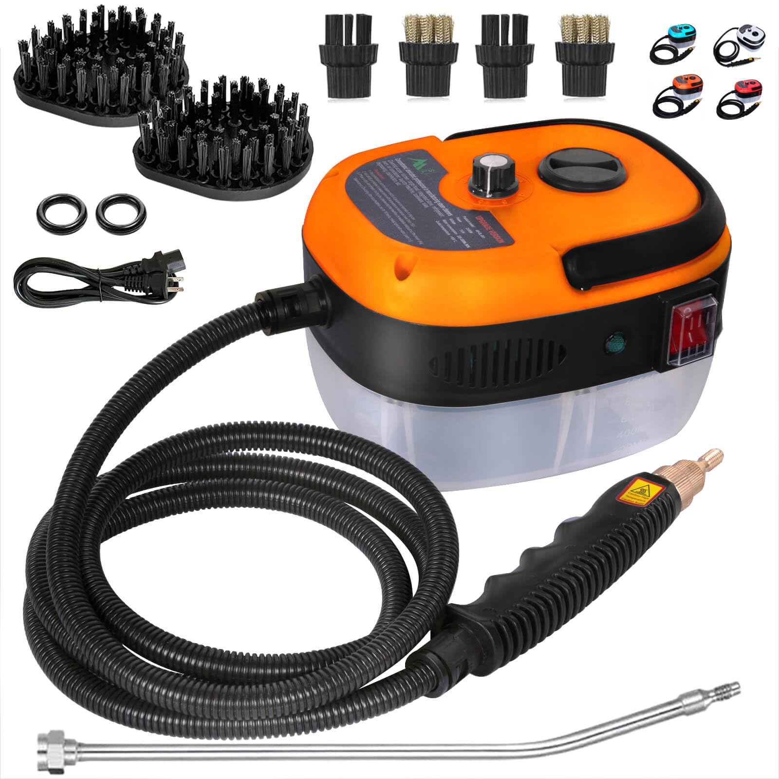 2500W High-Power Handheld Steam Cleaner - Portable Steam Cleaning Machine with 1000ml Tank & Brush Attachments for Home, Car, Upholstery, and Multi-Surface Deep Cleaning - Quick Sanitizing & Stain Removal for Floors, Tiles, Grout, and Appliances
