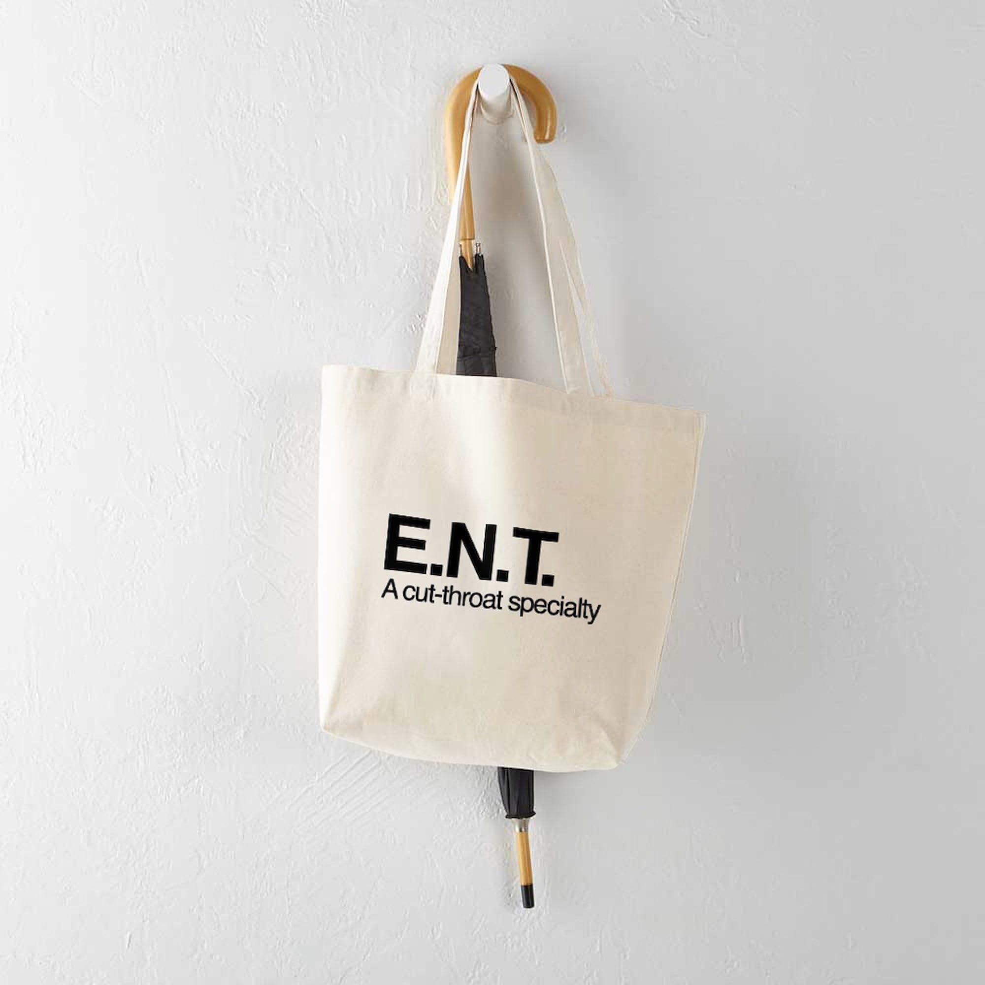 ENT A Cut Throat Specialty Tote Bag - Natural Canvas Reusable Shopping Bag for Groceries, Beach & Daily Use | Eco-Friendly Cotton Tote with Unique Design