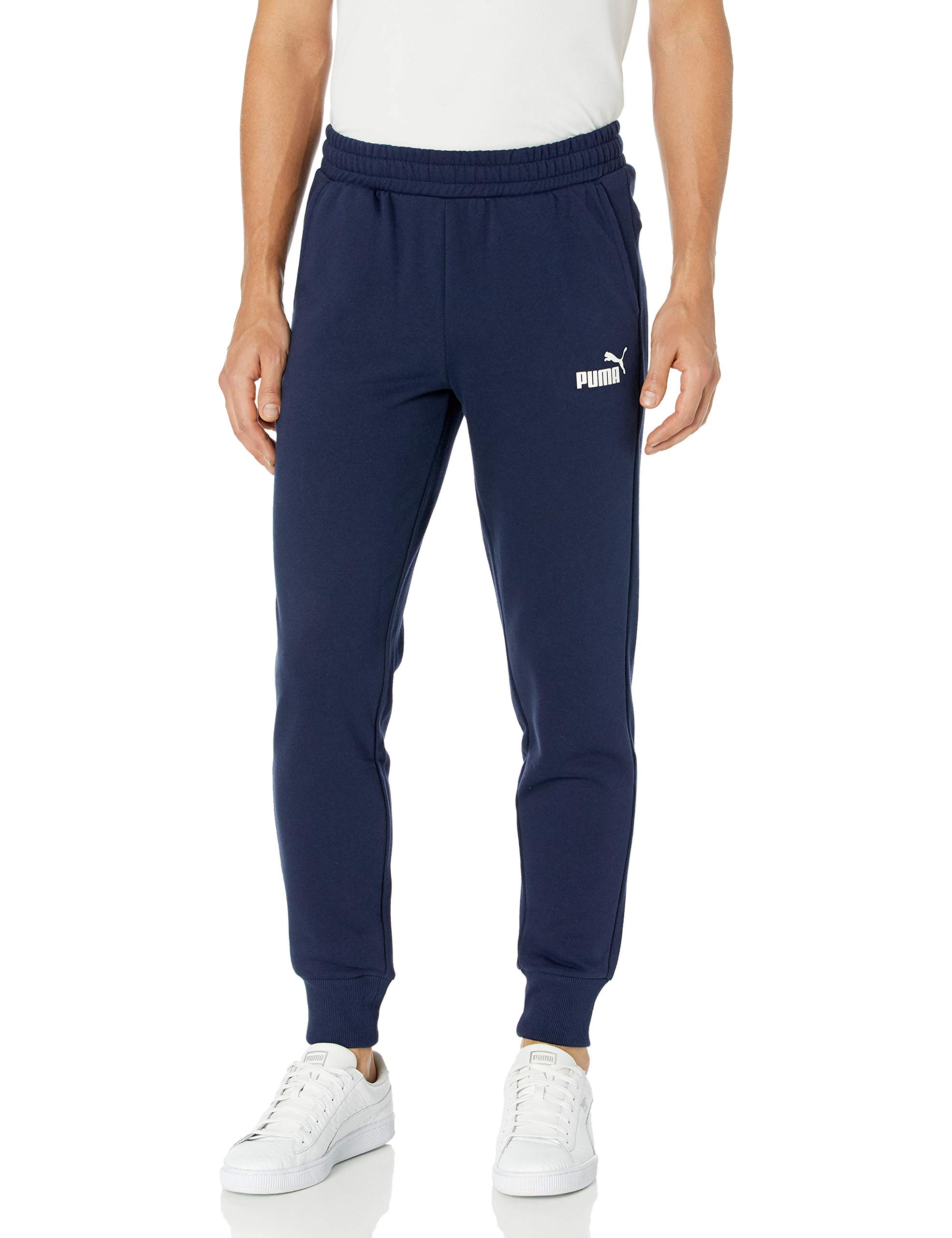 PUMA Men's Essential Logo Sweatpants - Soft Cotton Jogger Pants with Elastic Waistband, Closed Peacoat Color, 3X-Large Size - Perfect for Gym, Lounge & Casual Wear