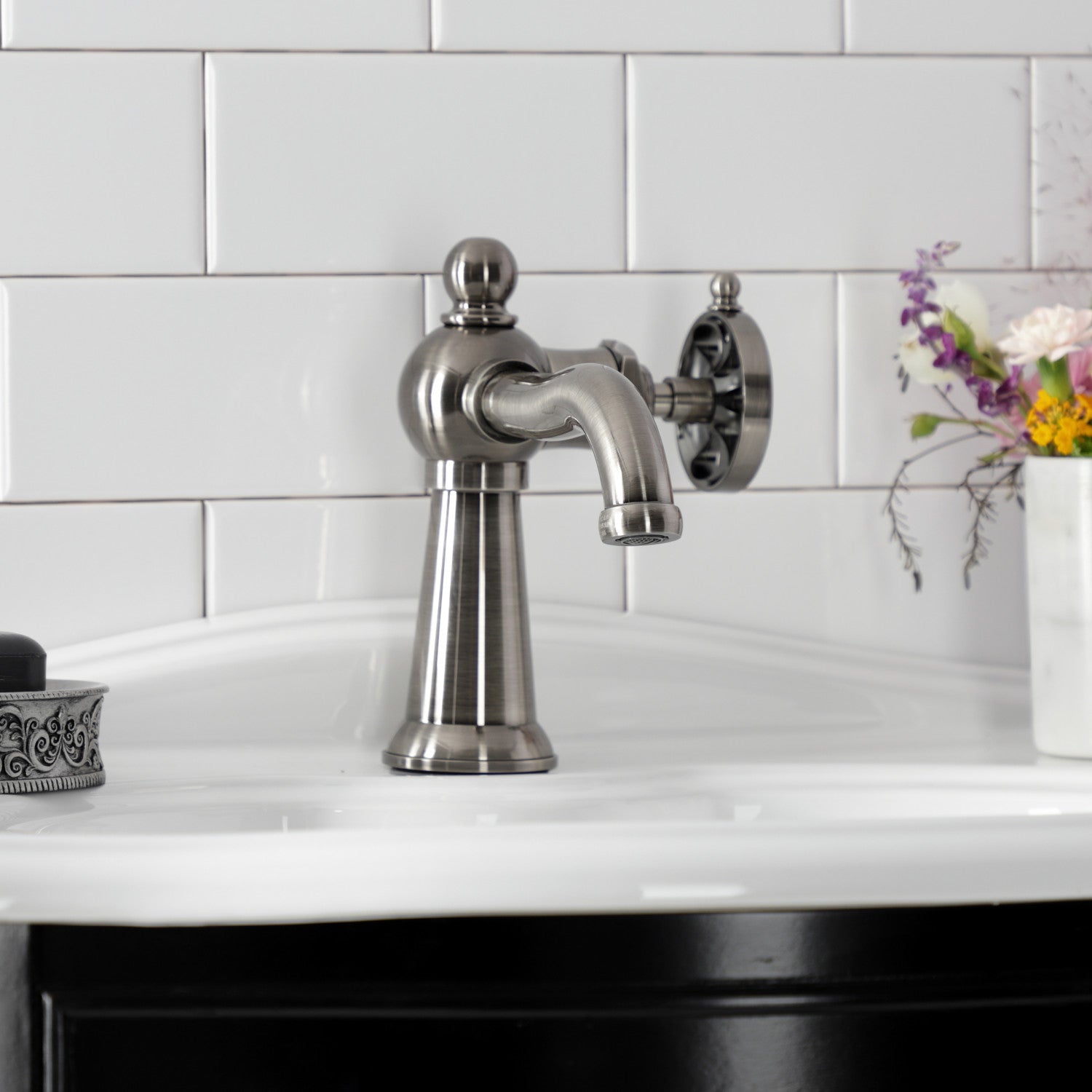 Belknap KS354RXVN Single Handle 1-Hole Bathroom Sink Faucet with Push Pop-Up Drain, Black Stainless Steel - Perfect for Modern Bathrooms, Powder Rooms & Vanity Sinks