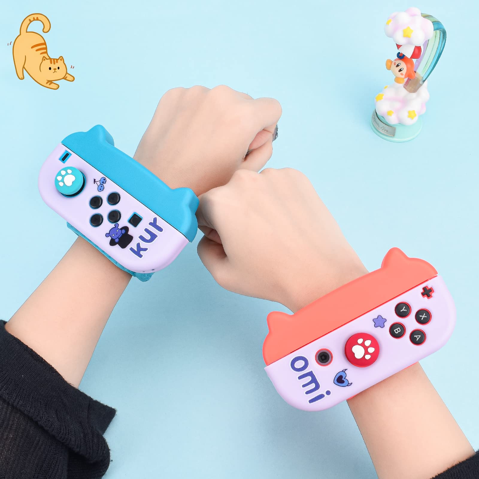 DLseego Adjustable Wrist Strap for Nintendo Switch & Switch OLED - Elastic Gamepad Controller Band (Blue & Red) - Perfect for Gaming, Travel & Comfortable Play