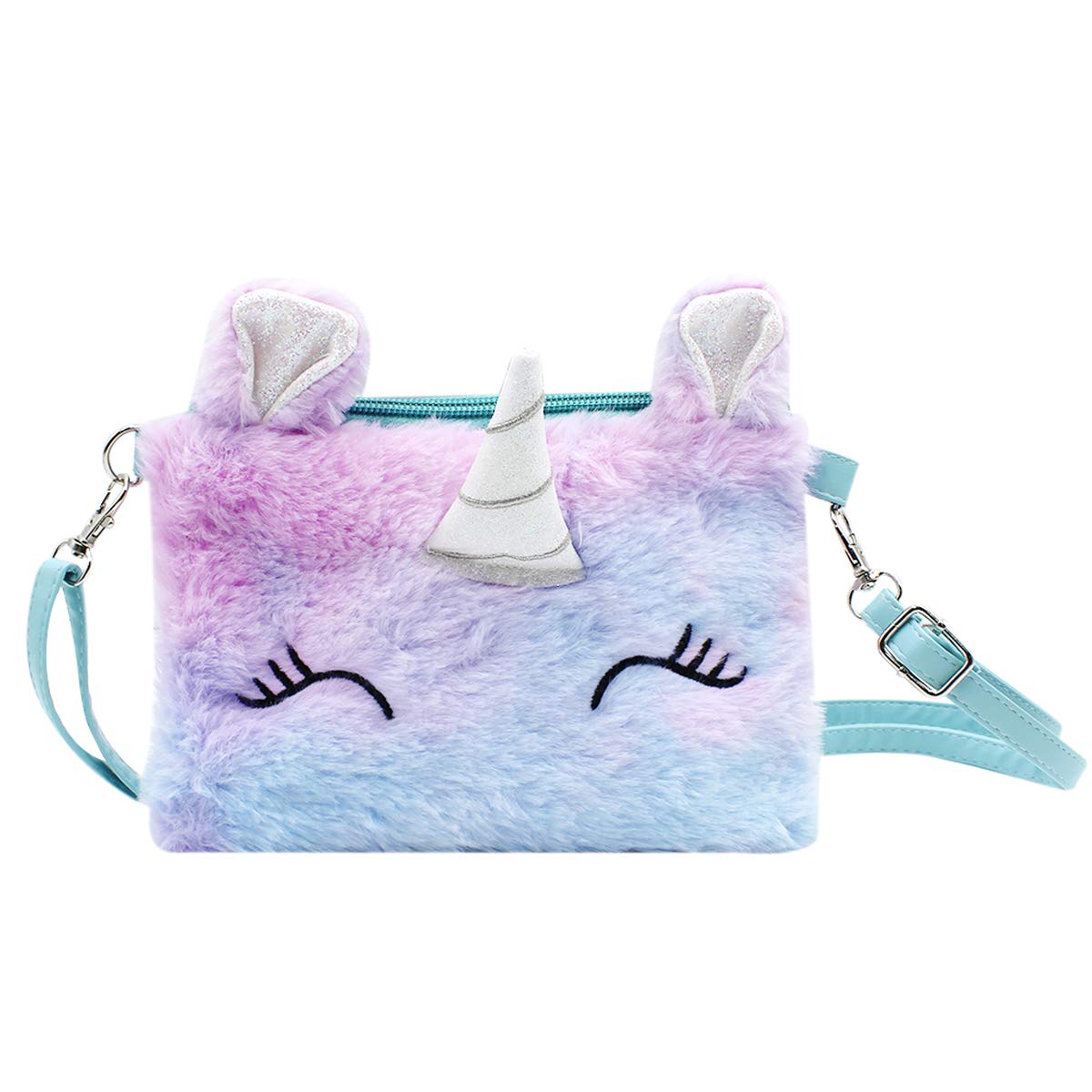 **MINGSEECESS Girls Fluffy Crossbody Purse - Cute Fuzzy Tie-Dye Shoulder Bag with Zipper for Kids, Coin Wallet | Perfect for School, Travel & Birthday Gifts**