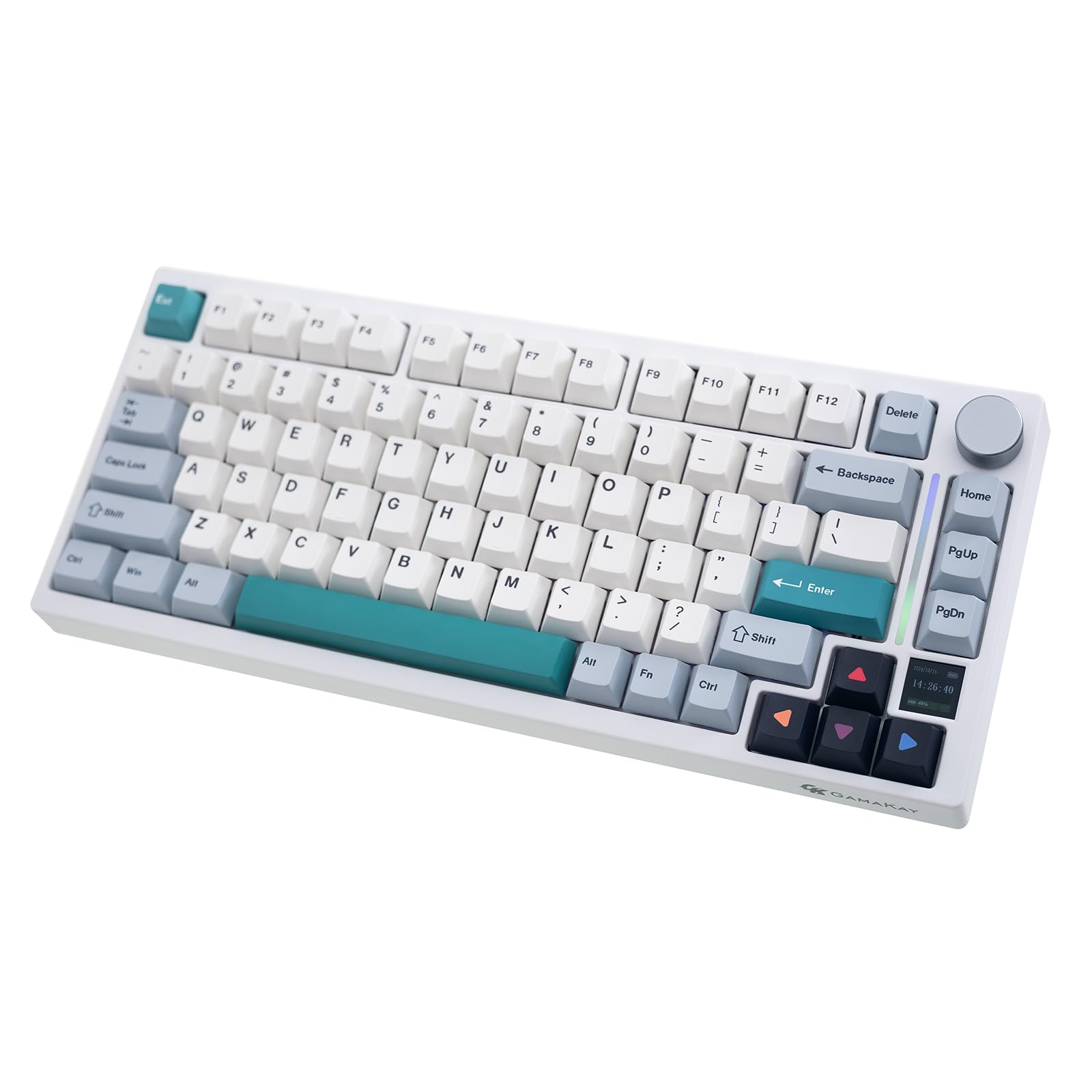 GK GAMAKAY TK75 V2 75% Silent Mechanical Gaming Keyboard - Hot Swap RGB Backlit, Bluetooth 5.0/2.4GHz Wireless, USB-C Wired, TFT Screen, PBT Cherry Profile Keycaps (GamaKay Phoenix Switch) - Perfect for Office Work, Gaming & Typing Enthusiasts