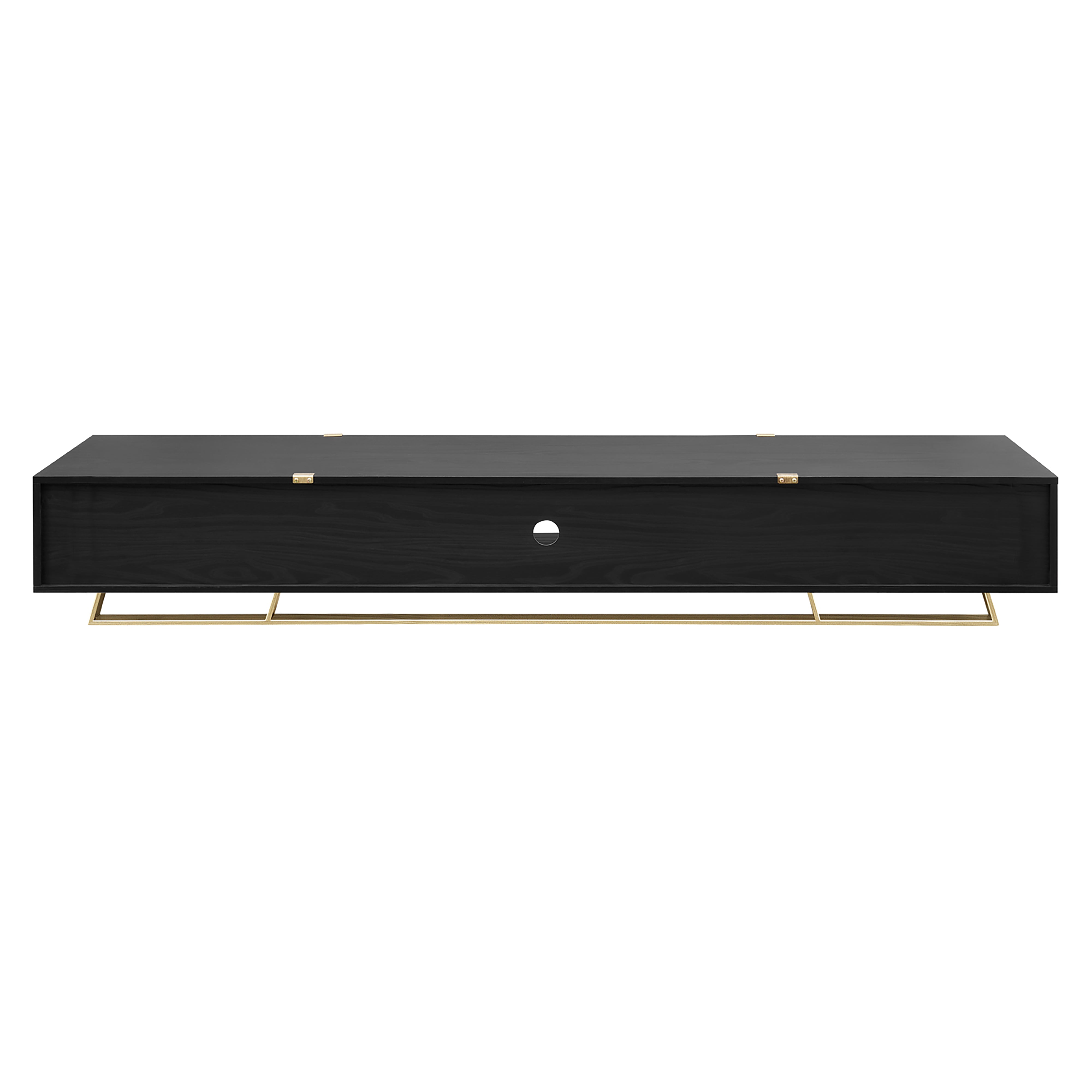 Modern Capri TV Stand 2000mm - Black Oak & Gold Entertainment Center for Living Room - Slim Low Profile Media Cabinet for TV, Gaming & Home Theater Setup