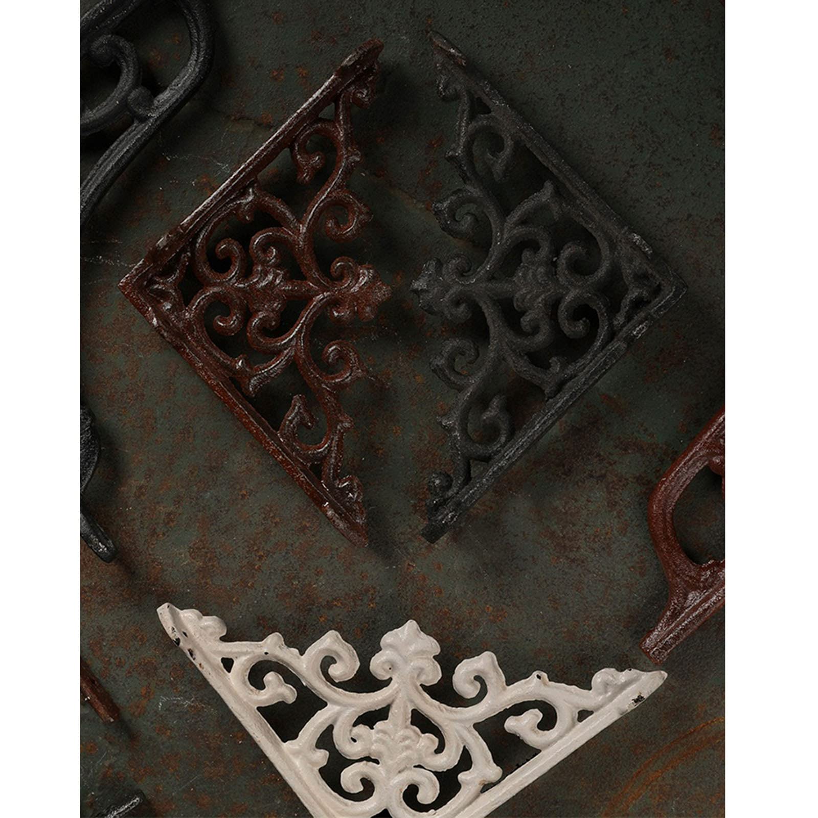 2PCS Heavy Duty Floating Shelf Brackets 5.7 Inch - Rustic Cast Iron Wall Mounted Shelf Supports 90 Degree Angle Brackets for Kitchen, Bathroom, Living Room, Office Shelving