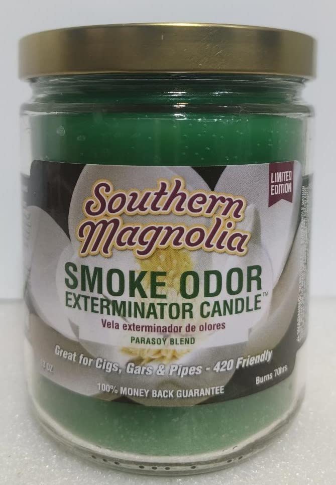 Smoke Odor Eliminator Candle - 13oz Jar with Patchouli Amber Scent | 8-Pack Assortment Includes Nag Champa, Eufloria, Lavender, Wood Stock, Southern Magnolia, Gardenia Delight & Cabin Nights | Perfect for Home, Office, Bathroom & Car Air Freshening