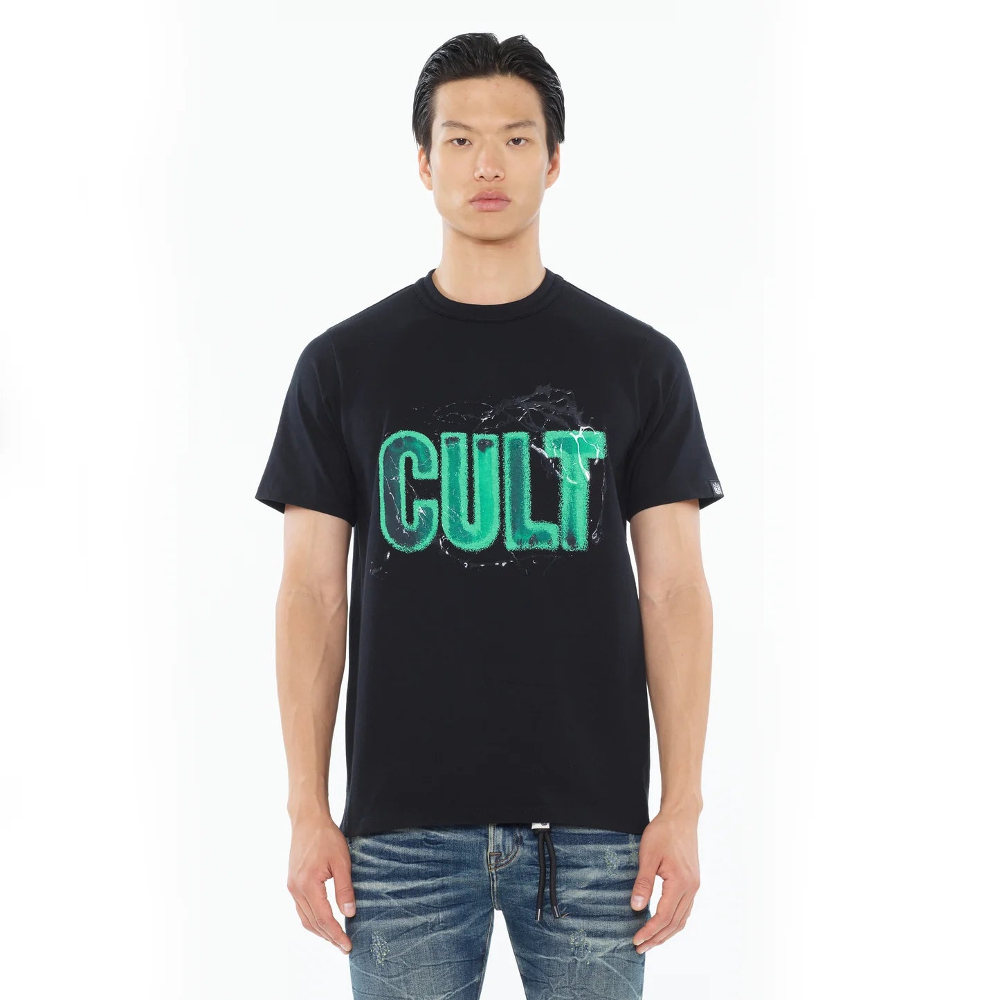 CULT OF INDIVIDUALITY Glow in the Dark T-Shirt with Logo - Trendy Unisex Graphic Tee for Night Parties & Rave Events