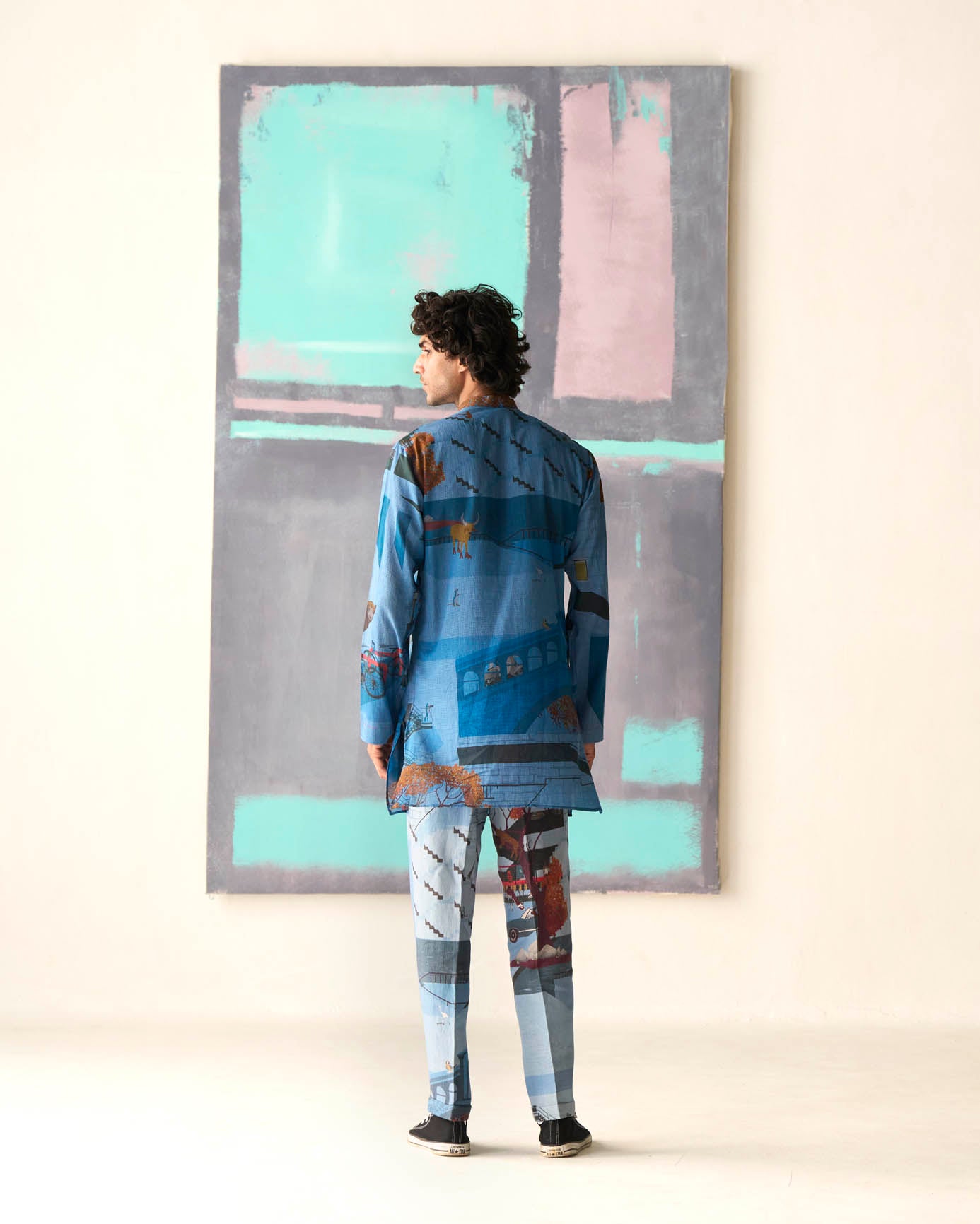 Men's Cotton Kurta in Blue - Traditional Indian Attire for Festivals & Weddings
