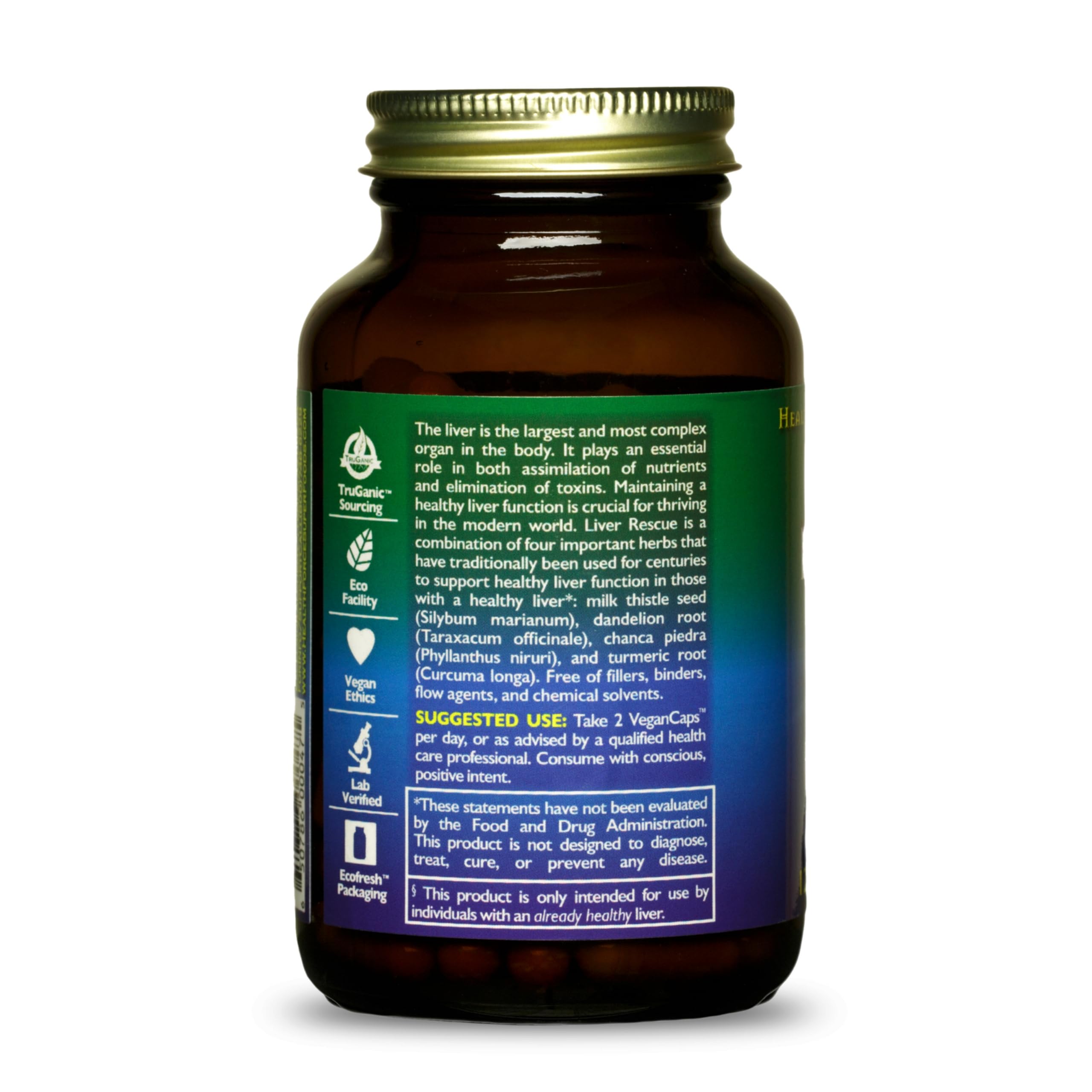 HealthForce SuperFoods Liver Rescue Supplement - Natural Liver Cleanse & Detox with Milk Thistle & Dandelion Root - Gluten-Free Vegan Capsules (120 Caps, Pack of 2) for Liver Support & Digestive Health