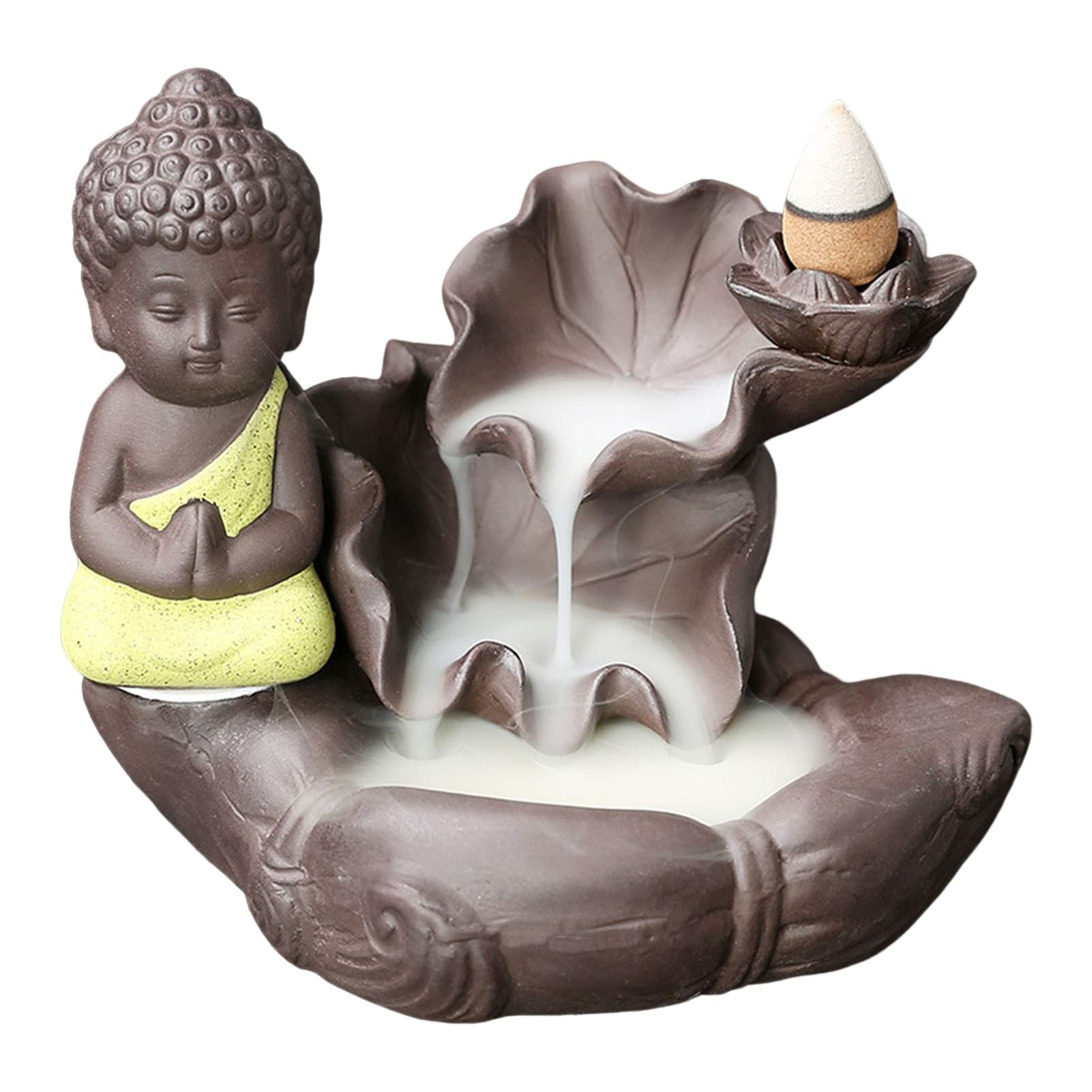 Premium Backflow Incense Burner - Heat Resistant Ceramic Base for Aromatherapy, Meditation & Home Decor (Yellow) | Perfect for Bedroom, Living Room & Yoga Spaces