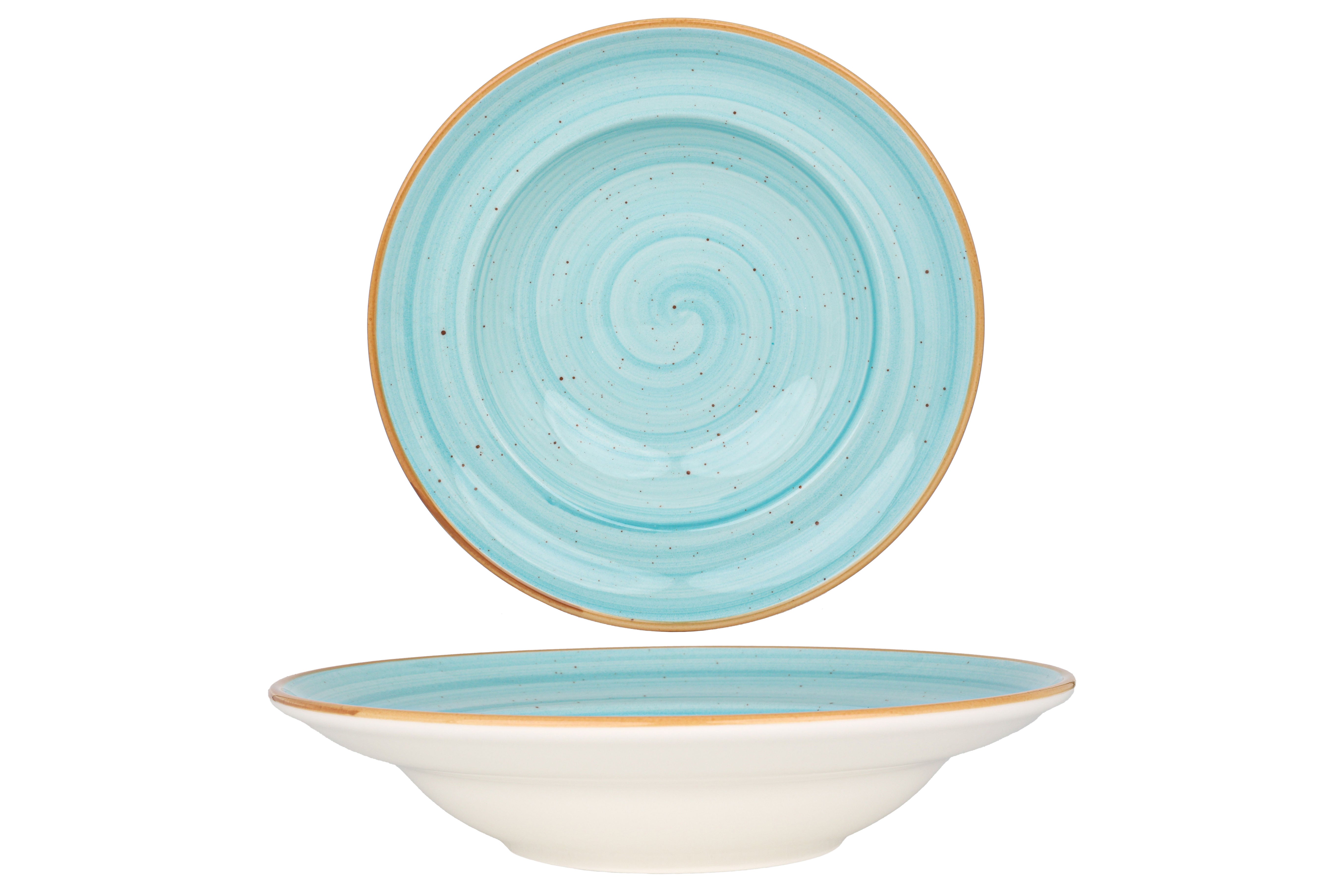 Aqua Pasta Plate 24cm (400cc) - Elegant Ceramic Dinnerware for Italian Cuisine, Perfect for Restaurants, Home Dining & Gift Giving