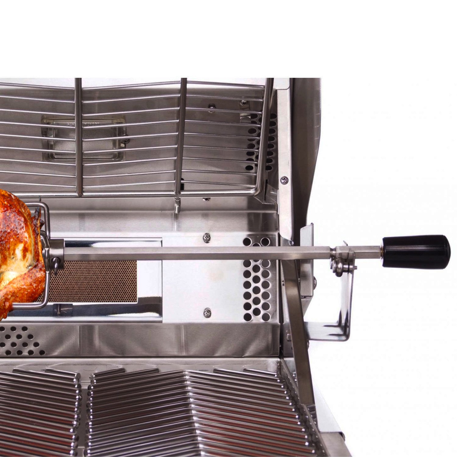 4 Burner Stainless Steel BBQ Grill with Rotisserie Kit - Outdoor Gas Grill for Backyard, Patio, and Camping Cooking