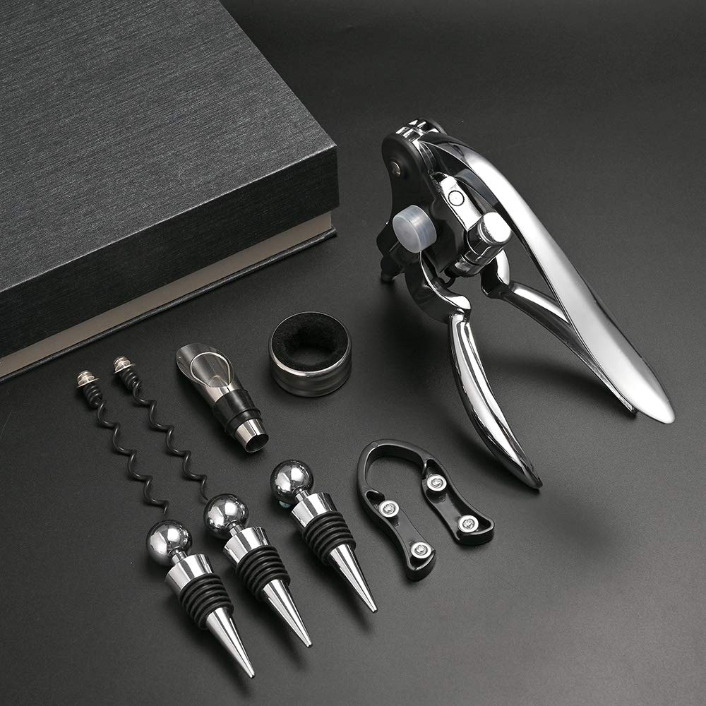 Premium 9-Piece Wine Opener Set with Corkscrew & Accessories - Elegant Gift Box for Wine Lovers | Perfect for Dinner Parties, Weddings & Home Bars