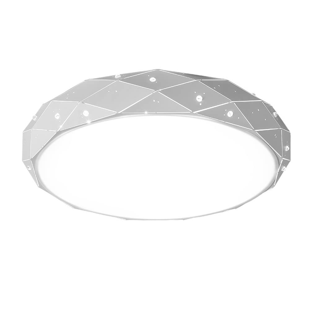 Modern Flush Mount Ceiling Light with Crystal Accents - Dimmable LED Close-to-Ceiling Fixture for Bedroom, Hallway, Office - Elegant Metal Hanging Lighting for Home & Commercial Spaces