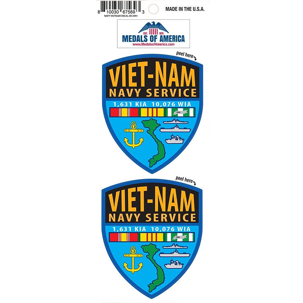 Vietnam Navy Service Decal - Military Medals & Awards for Veterans - Patriotic Car, Window, Laptop Sticker for Navy Pride & Commemoration