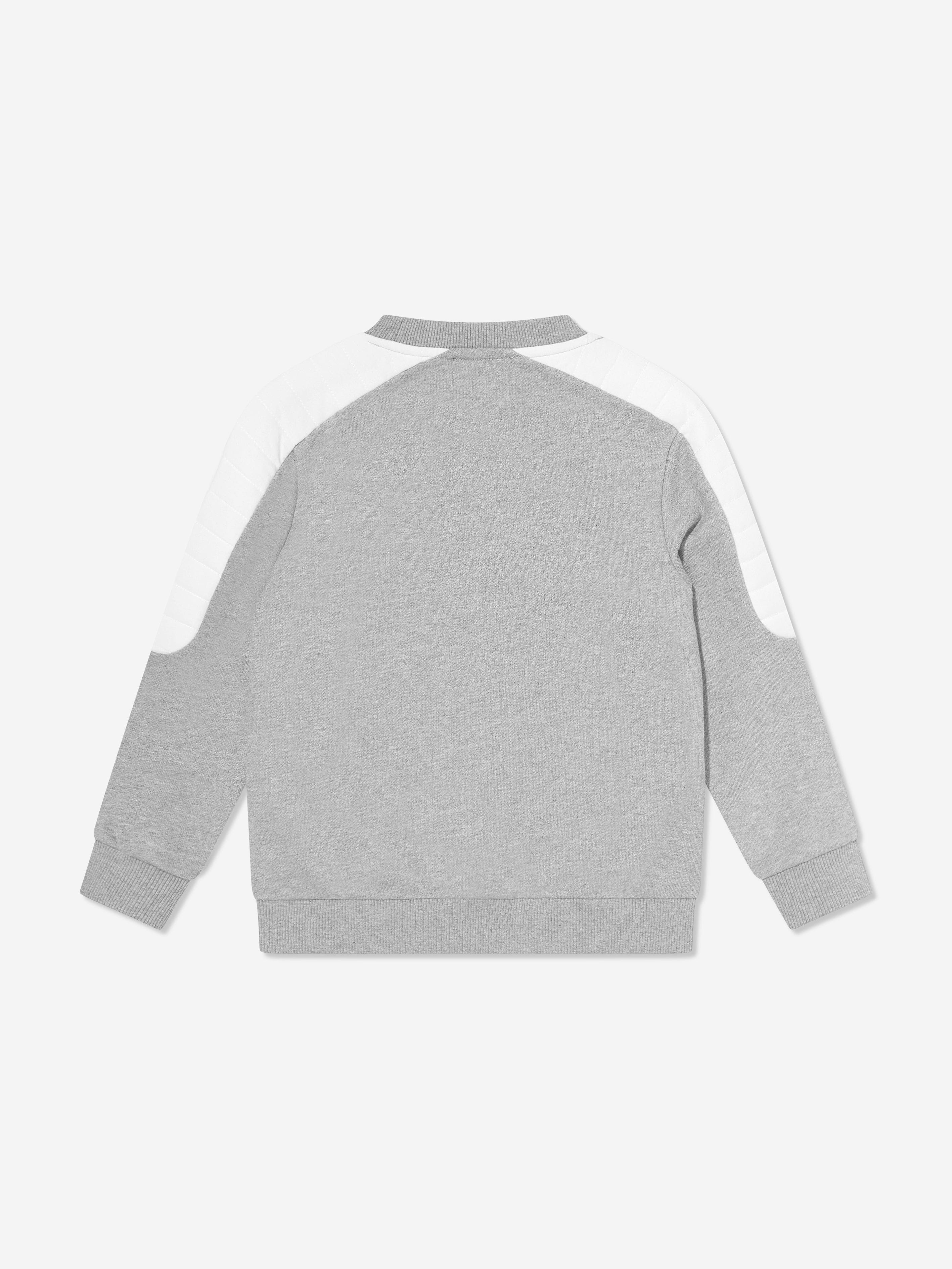 Balmain Boys Logo Sweatshirt - Grey Cotton Pullover Hoodie for Kids | Casual Wear, School Outfits & Street Style Fashion