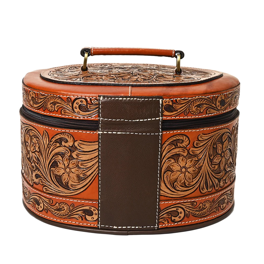 American Darling Two-Tone Tooled Oval Jewelry Box - Elegant Storage for Necklaces, Rings & Earrings | Perfect for Travel, Home Organization & Gift Giving